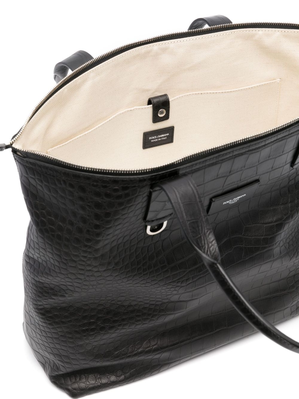 crocodile-embossed leather tote bag - 5