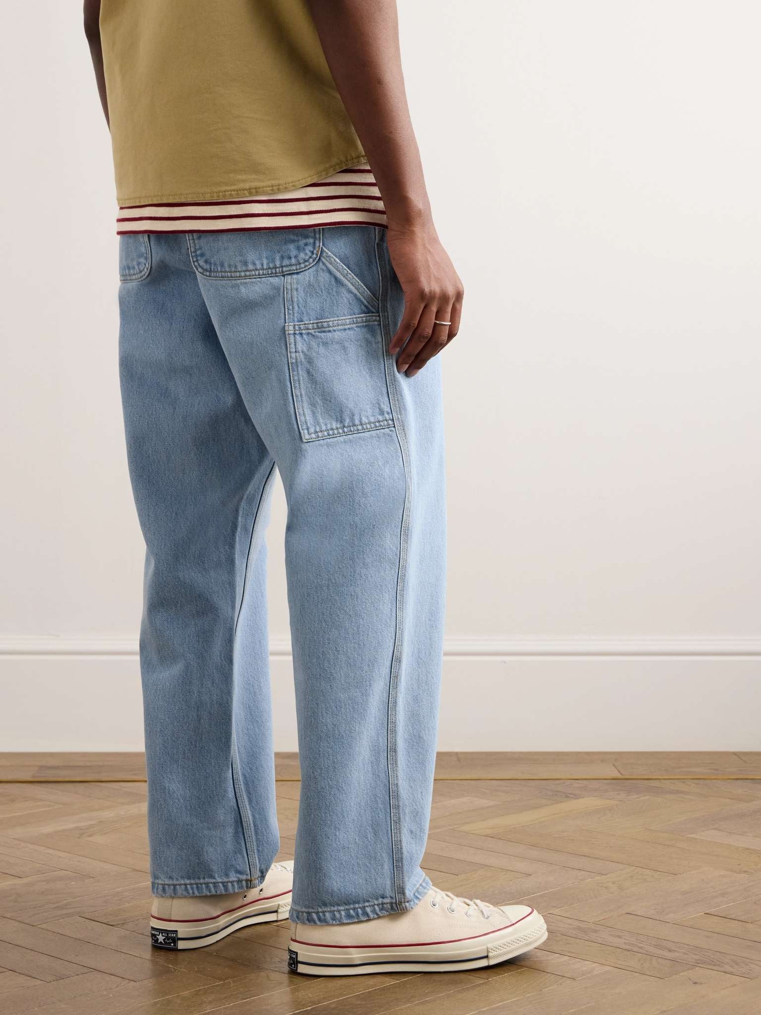 Single Knee Straight-Leg Logo-Appliquéd Jeans - 4