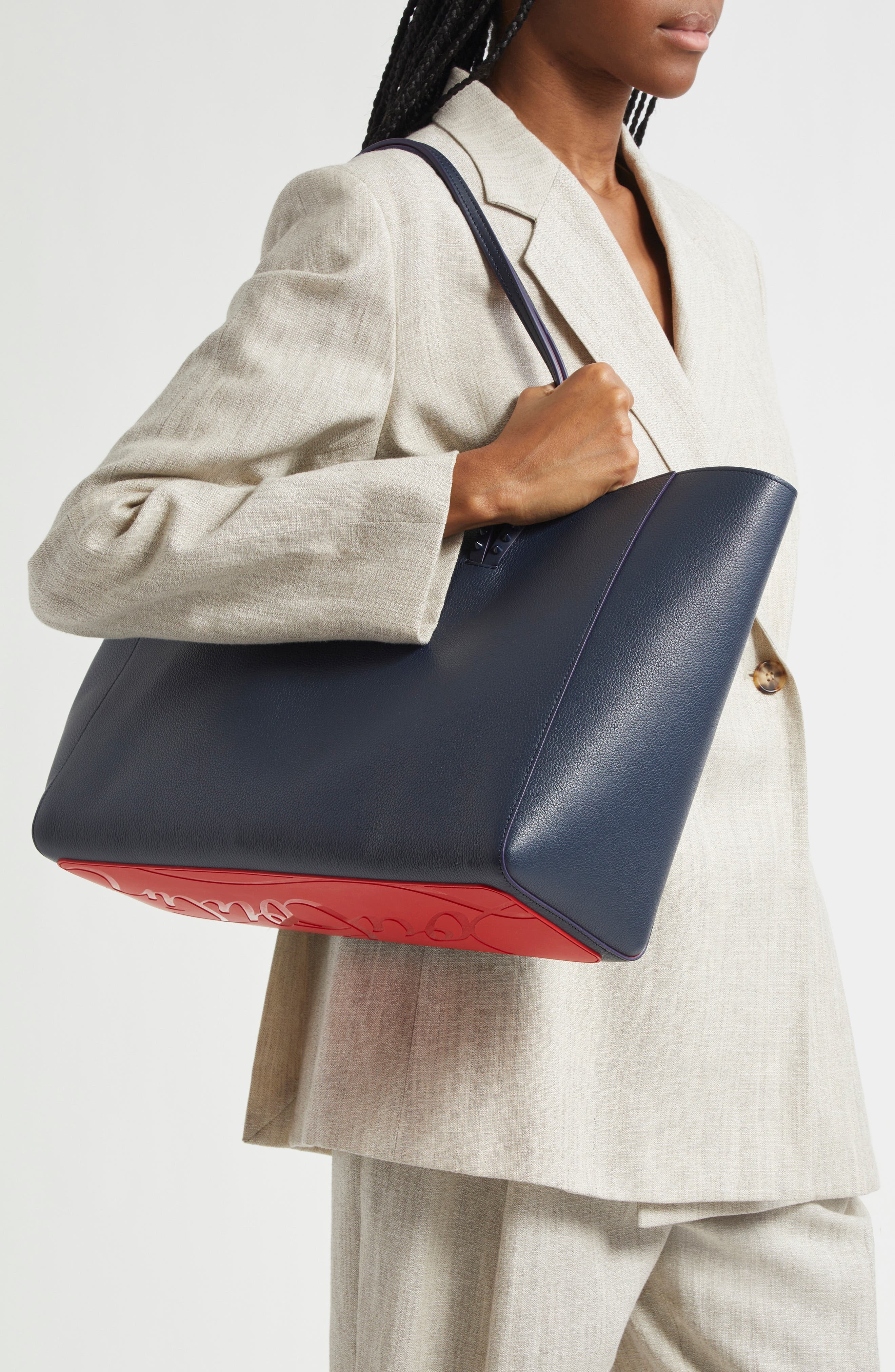 Christian Louboutin Large Cabata Soft Leather Tote Bag in Blue Navy at Nordstrom - 2