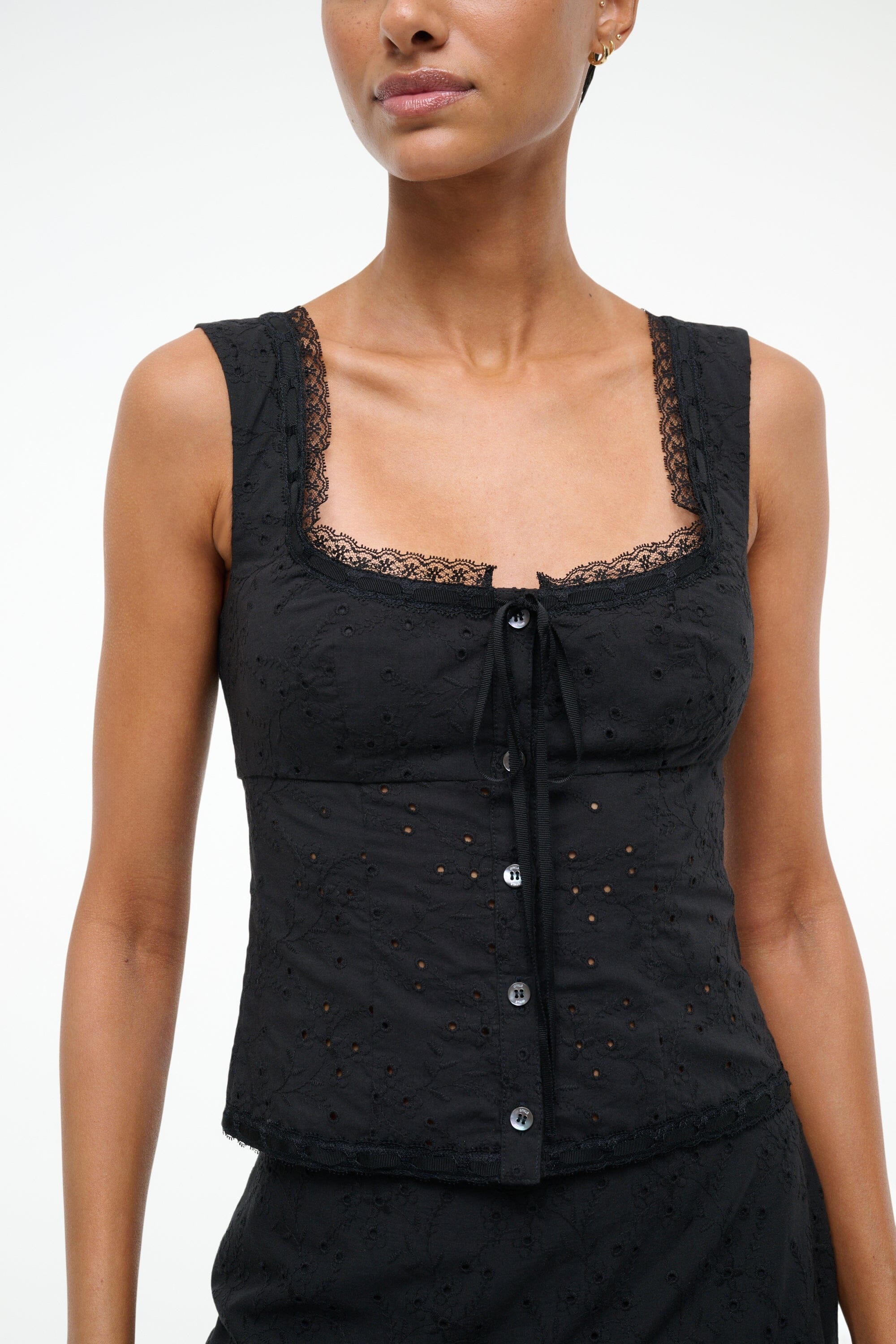 STAUD LOU TOP BLACK EYELET - 5