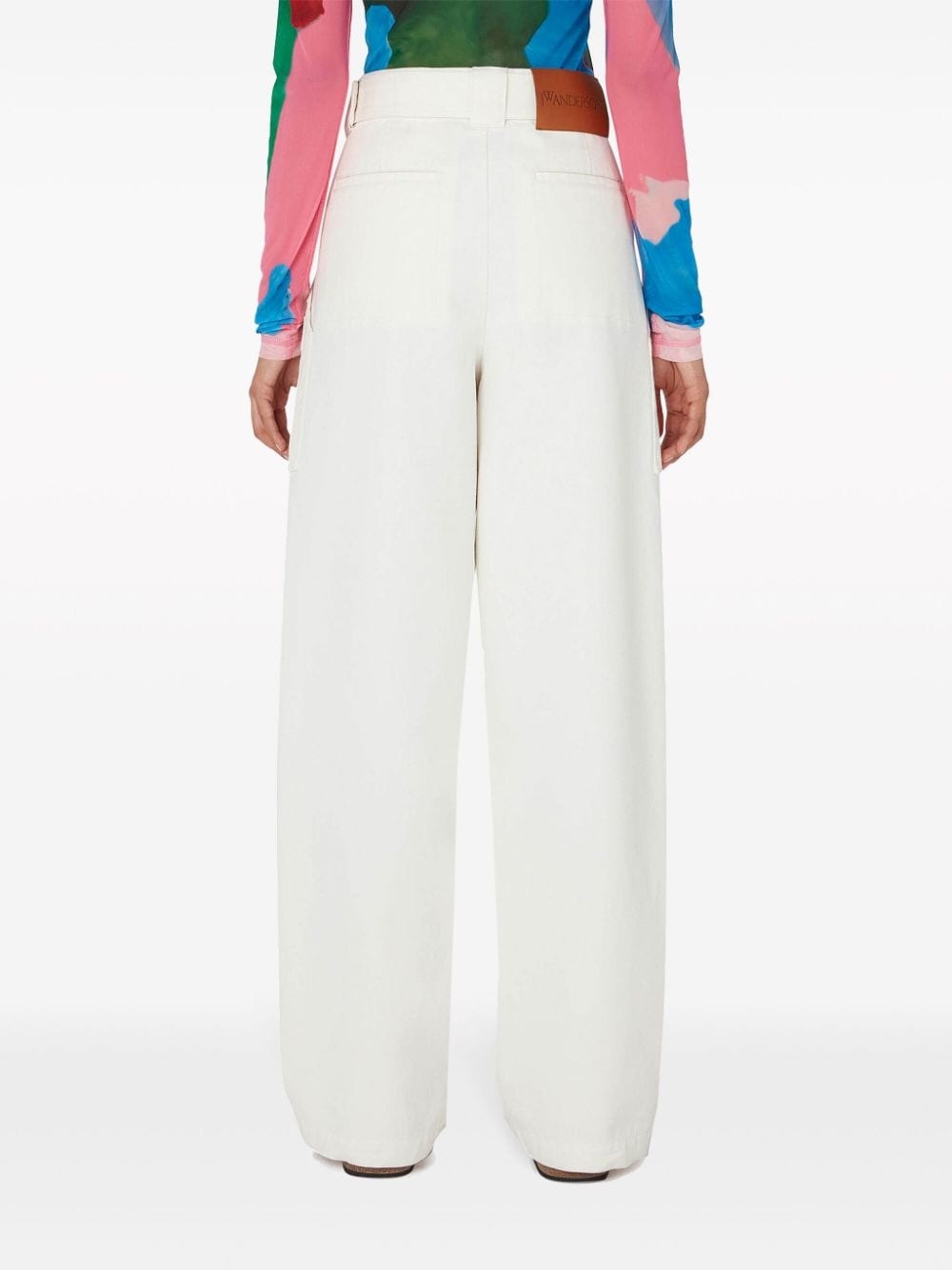 wide-leg cotton cargo trousers - 4