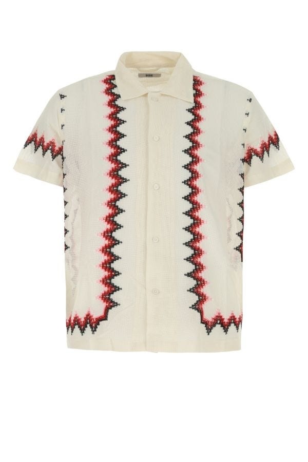 トップス Bode / Loop shirt Bode / Loop shirt Bode BODE Off-White Loop Mesh Shirt Zig