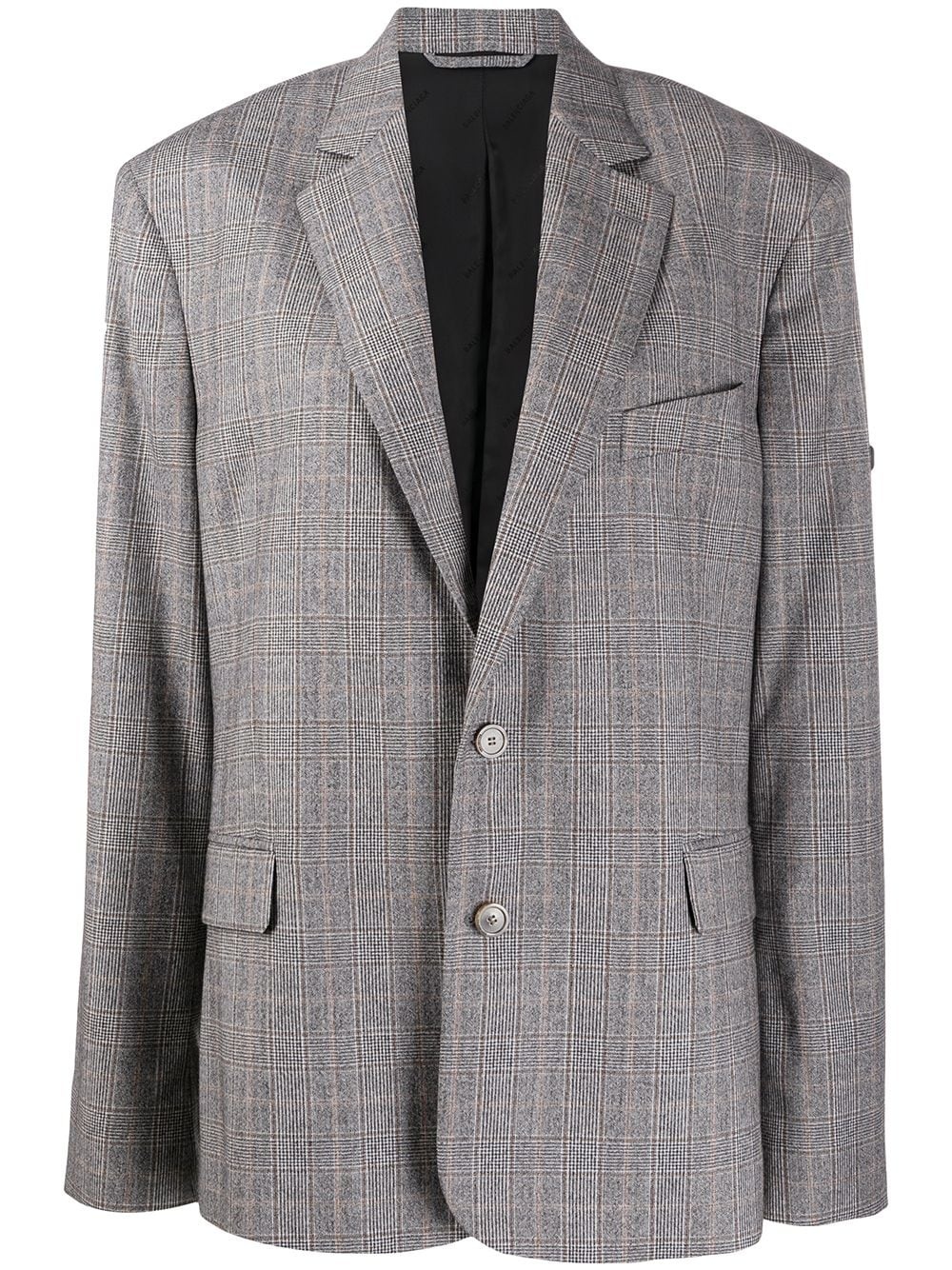 checked single-breasted blazer - 1