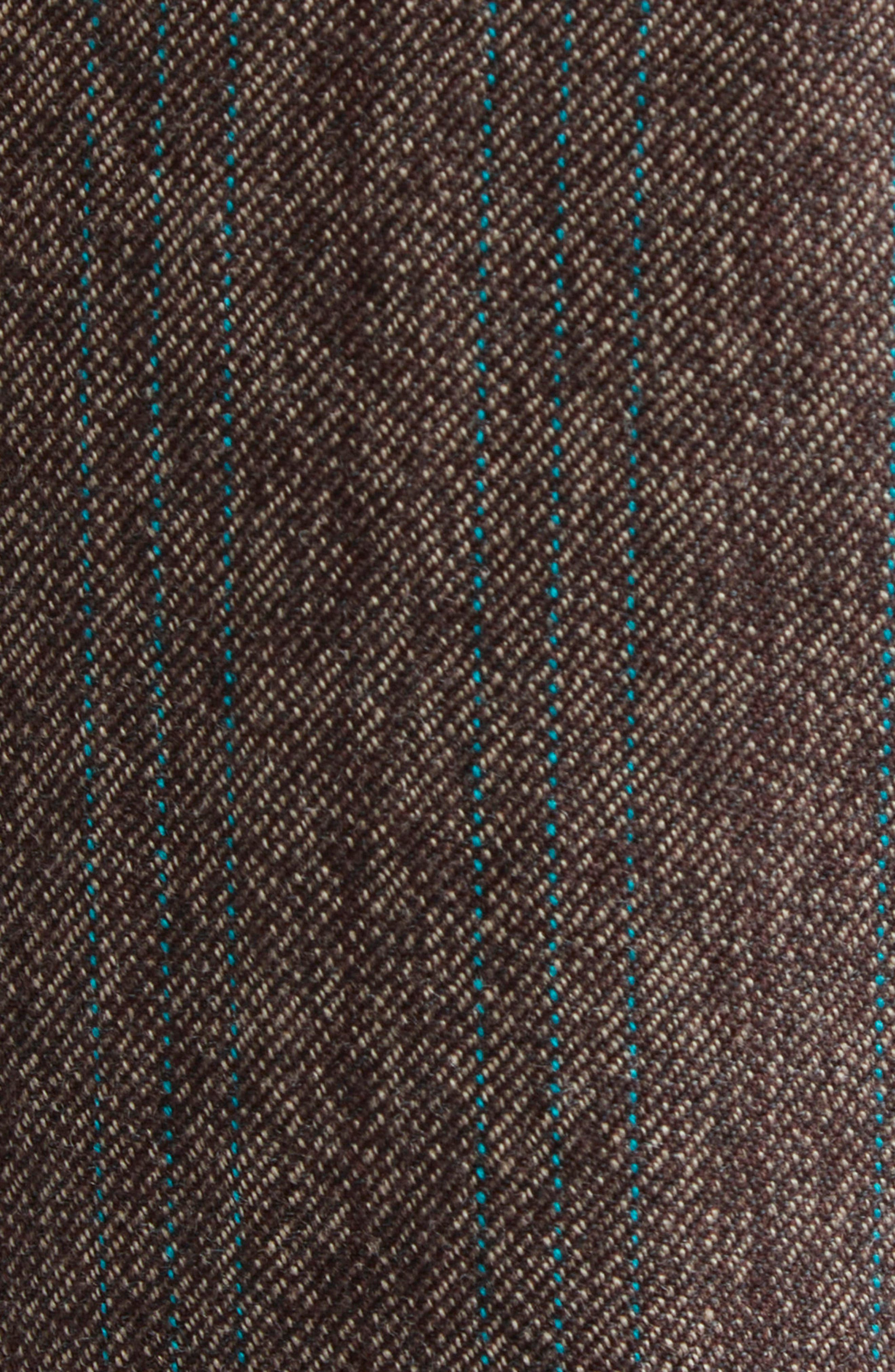 Golden Goose Journey Pinstripe Pleated Wool Wide Leg Pants in Cocoa Brown/Turquoise at Nordstrom - 7