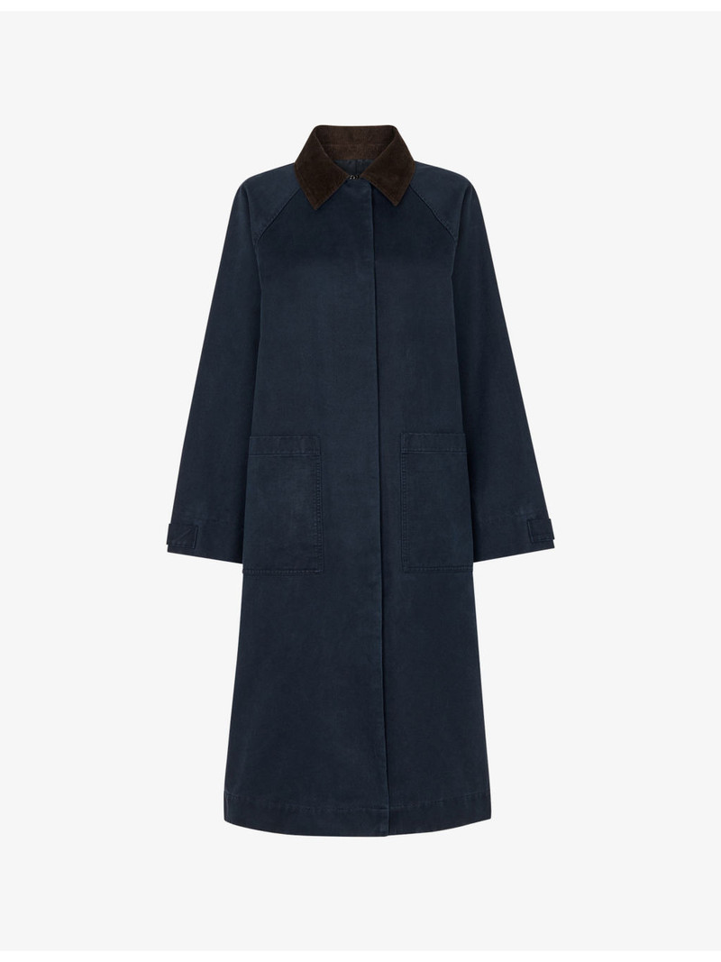 Gabriella Contrast-Collar Relaxed-Fit Waxed Overcoat 1