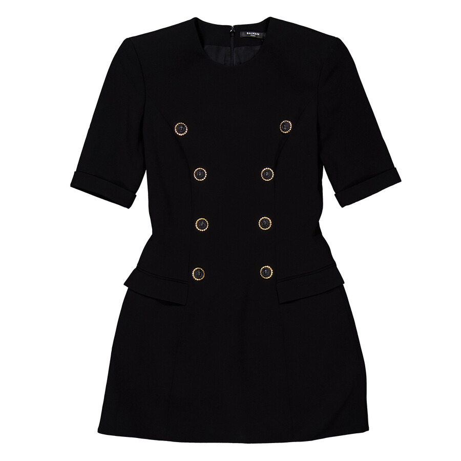 Balmain Button Crepe Dress - 5