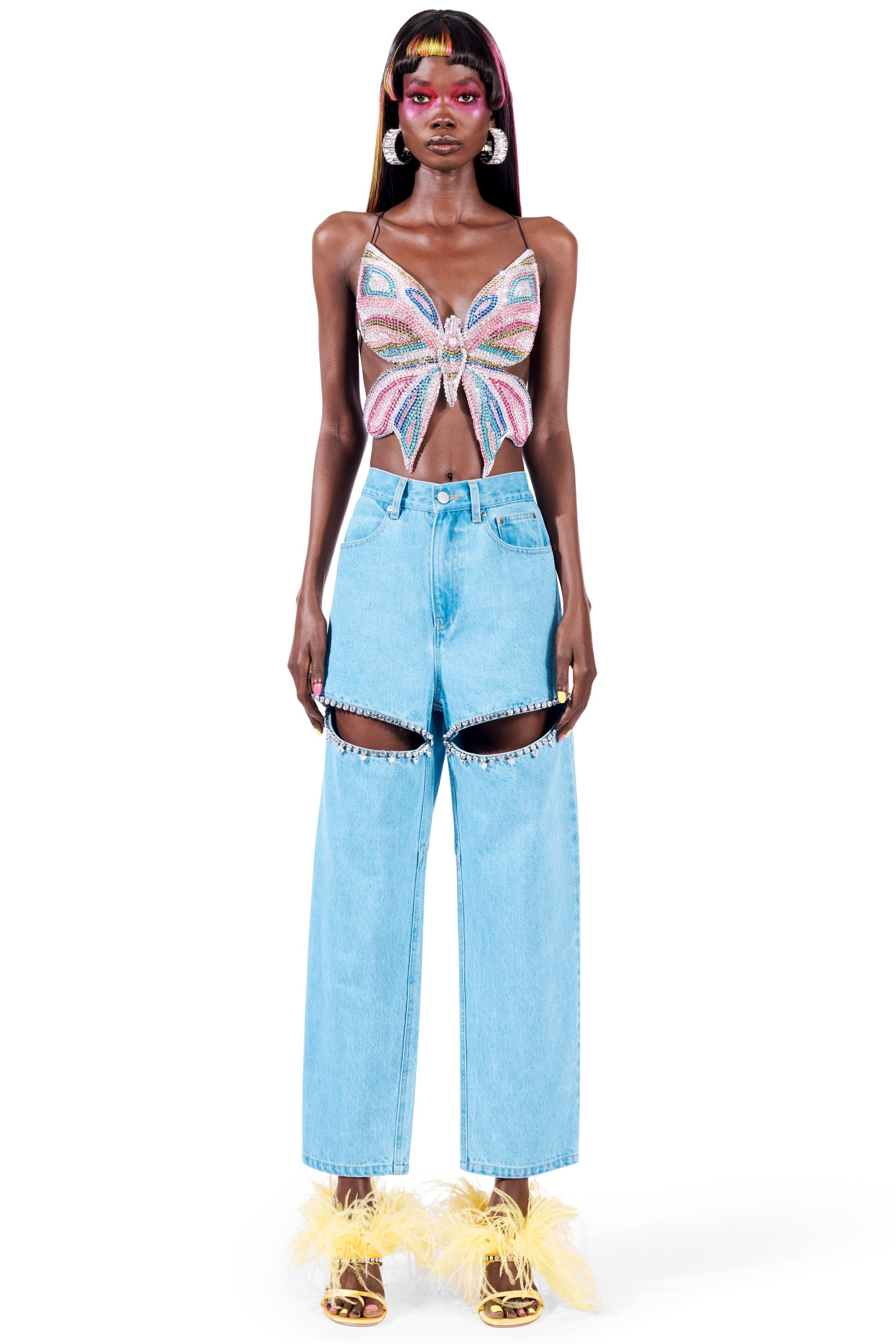 EMBROIDERED CRYSTAL BUTTERFLY TOP - 4