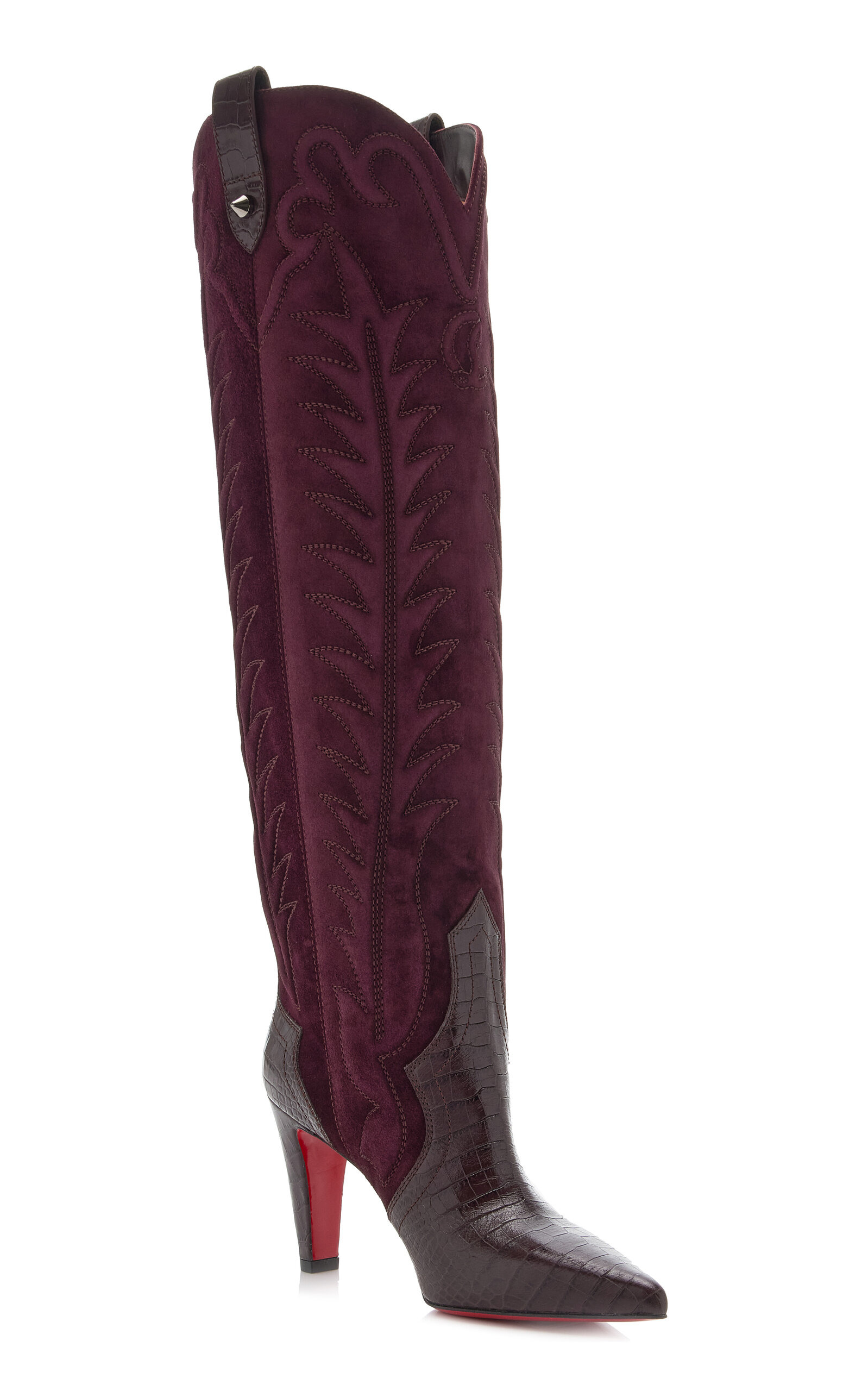 Santia 85mm Western Suede Knee Boots burgundy - 4