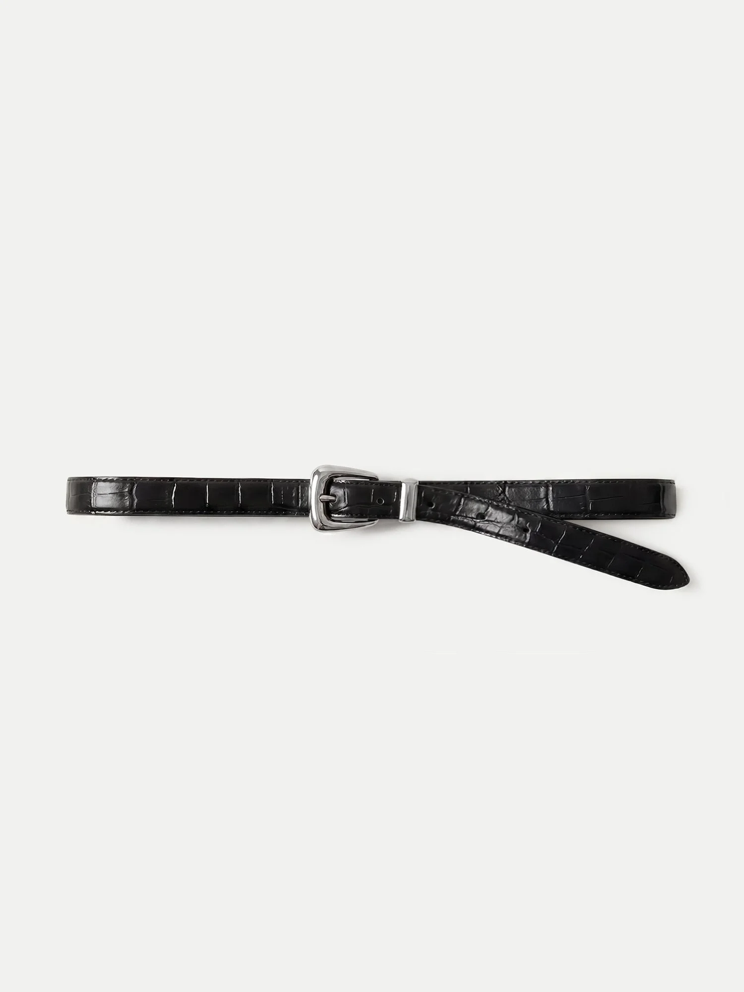 SLIM CROC-EMBOSSED ARCH BELT - 1