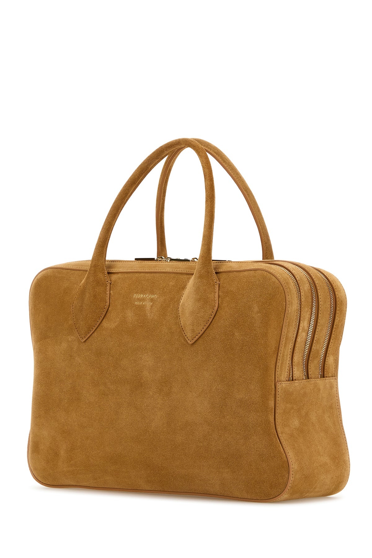 Camel suede medium handbag - 2