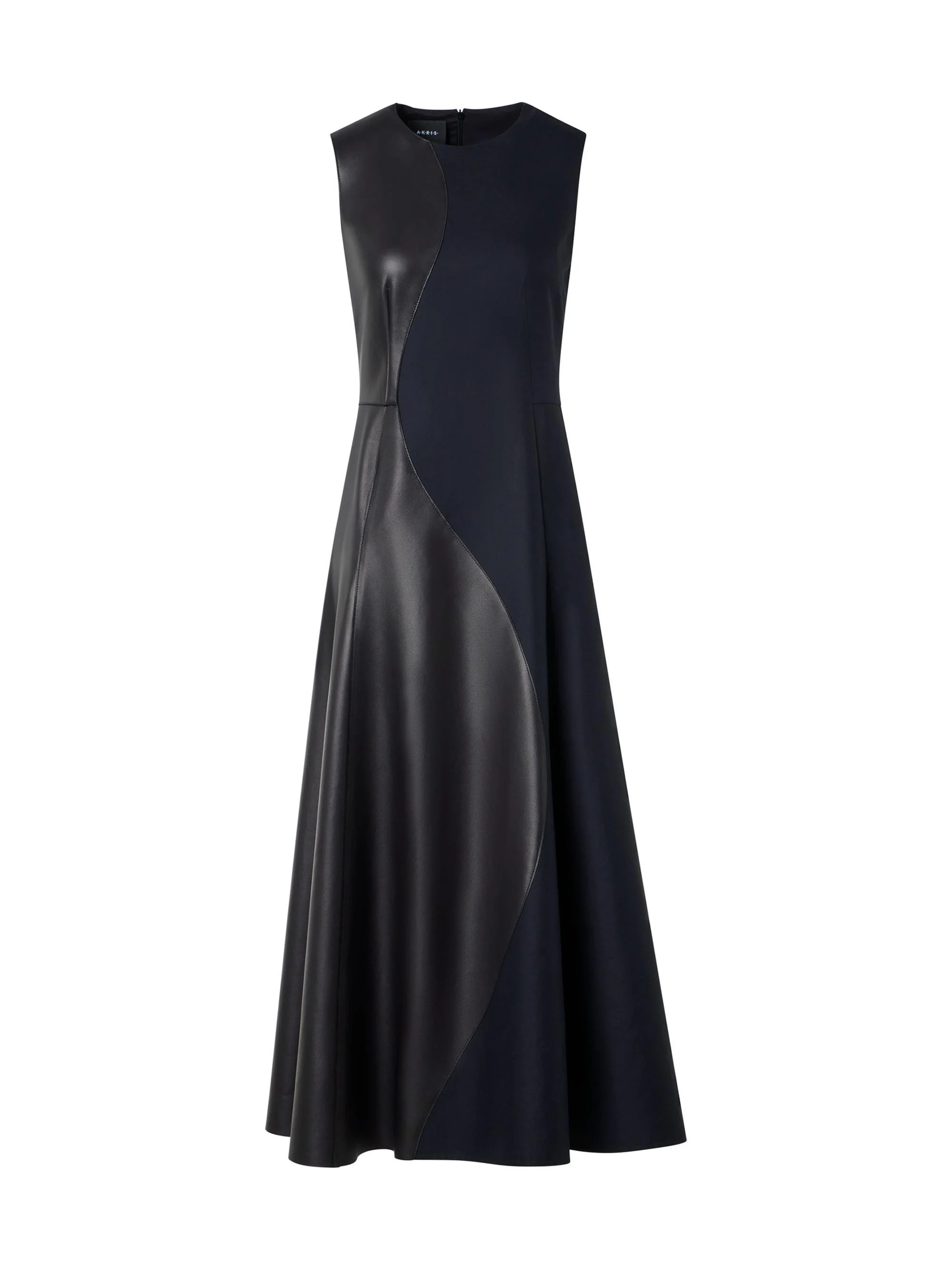 Women's Mixed Media Patchwork Midi-Dress - Black - 1