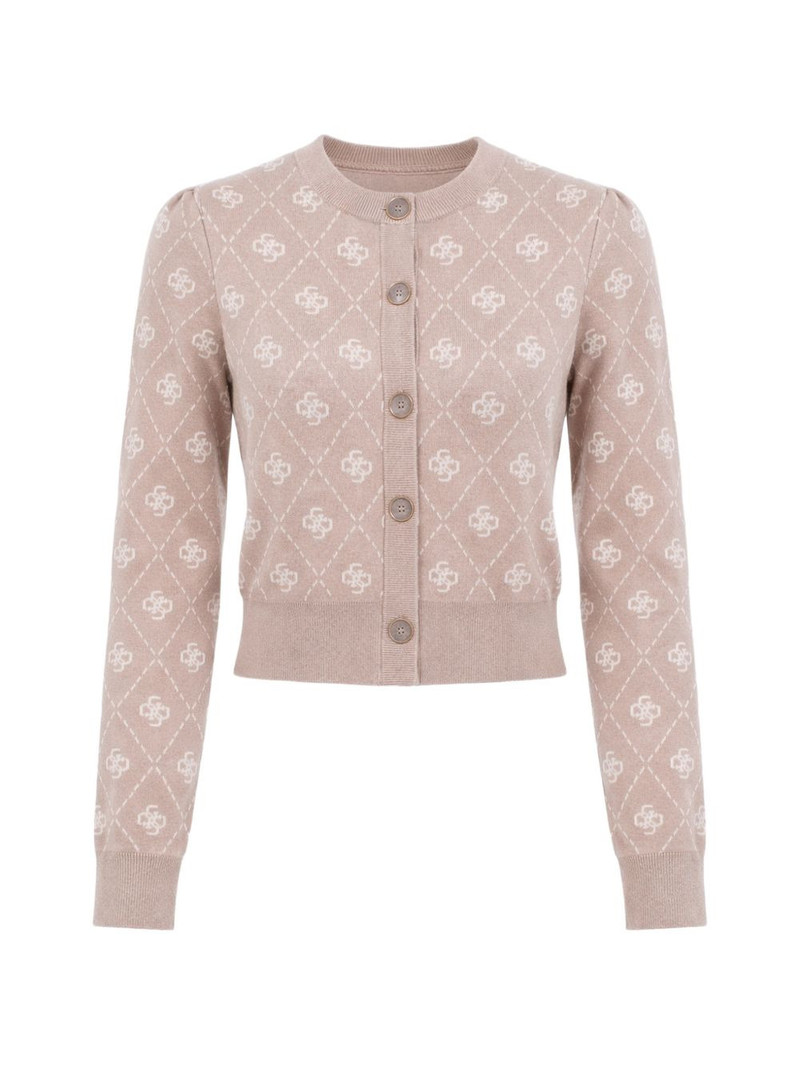 diamond-pattern logo-print cardigan 1