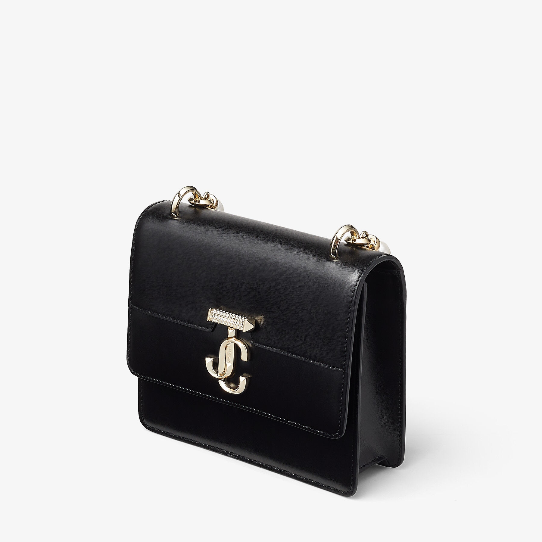 Varenne Quad XS
Black Leather Shoulder Bag with Pearl Strap - 4