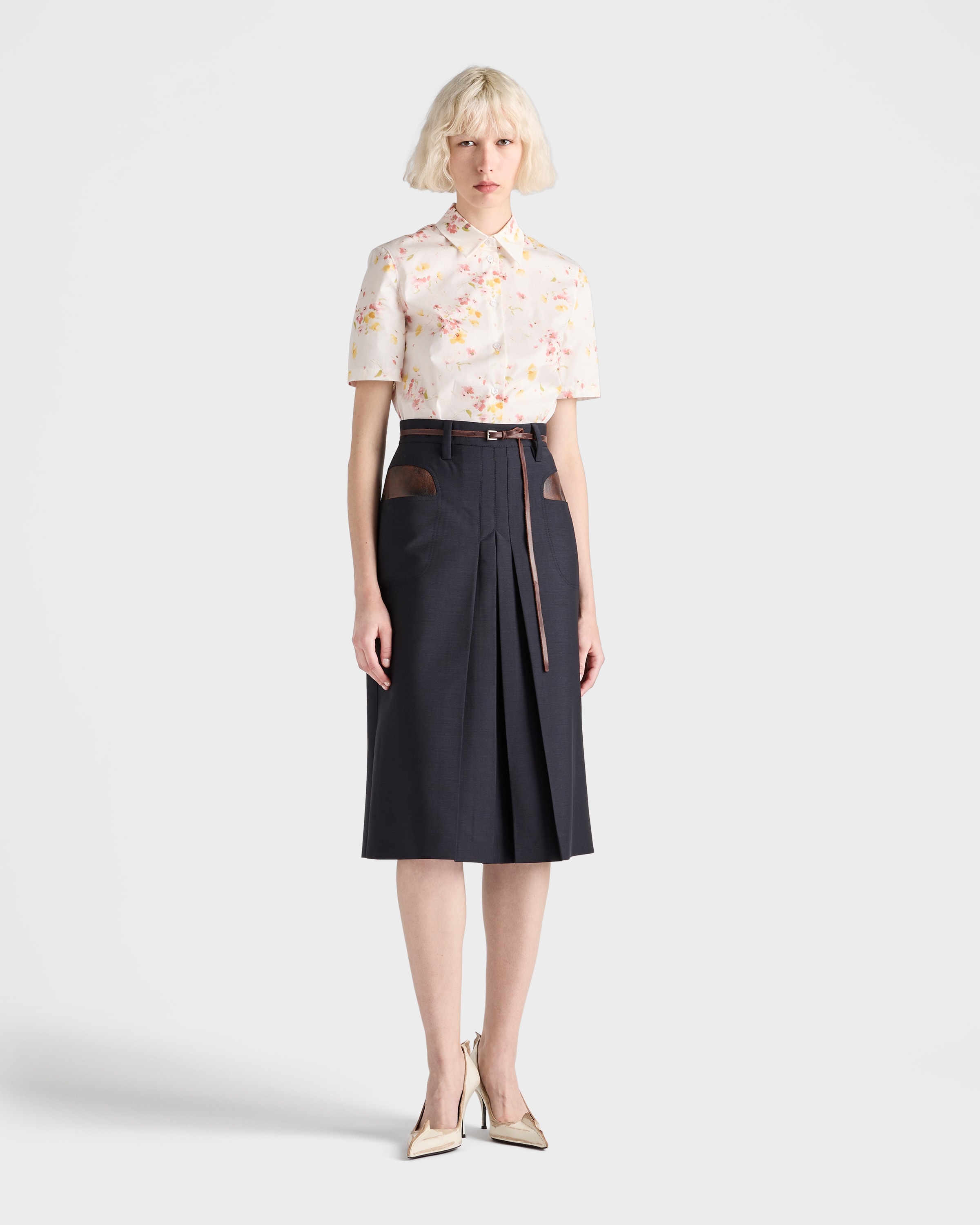 Short-sleeved floral print poplin shirt - 2