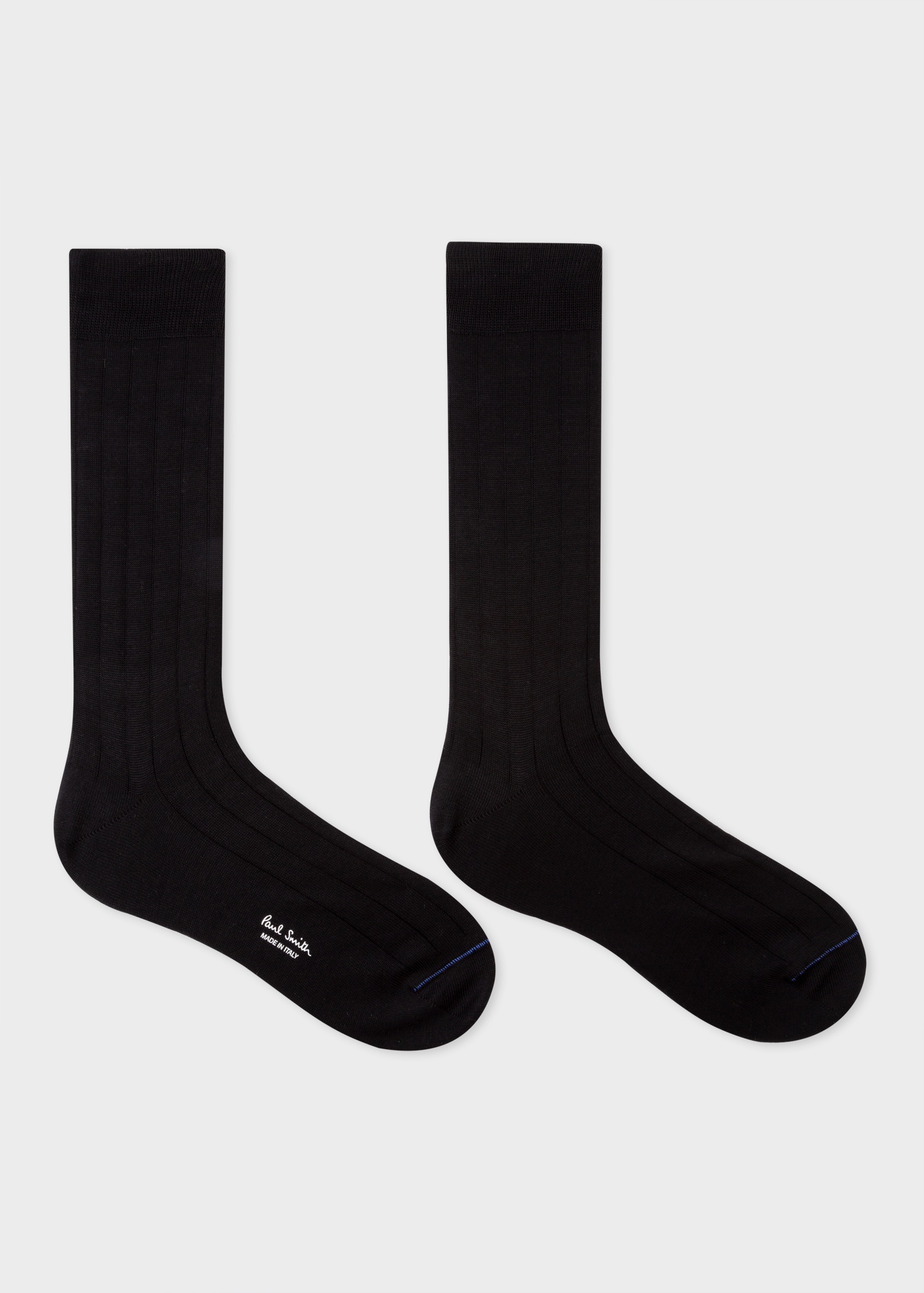 Black Cotton-Blend Ribbed Socks - 2