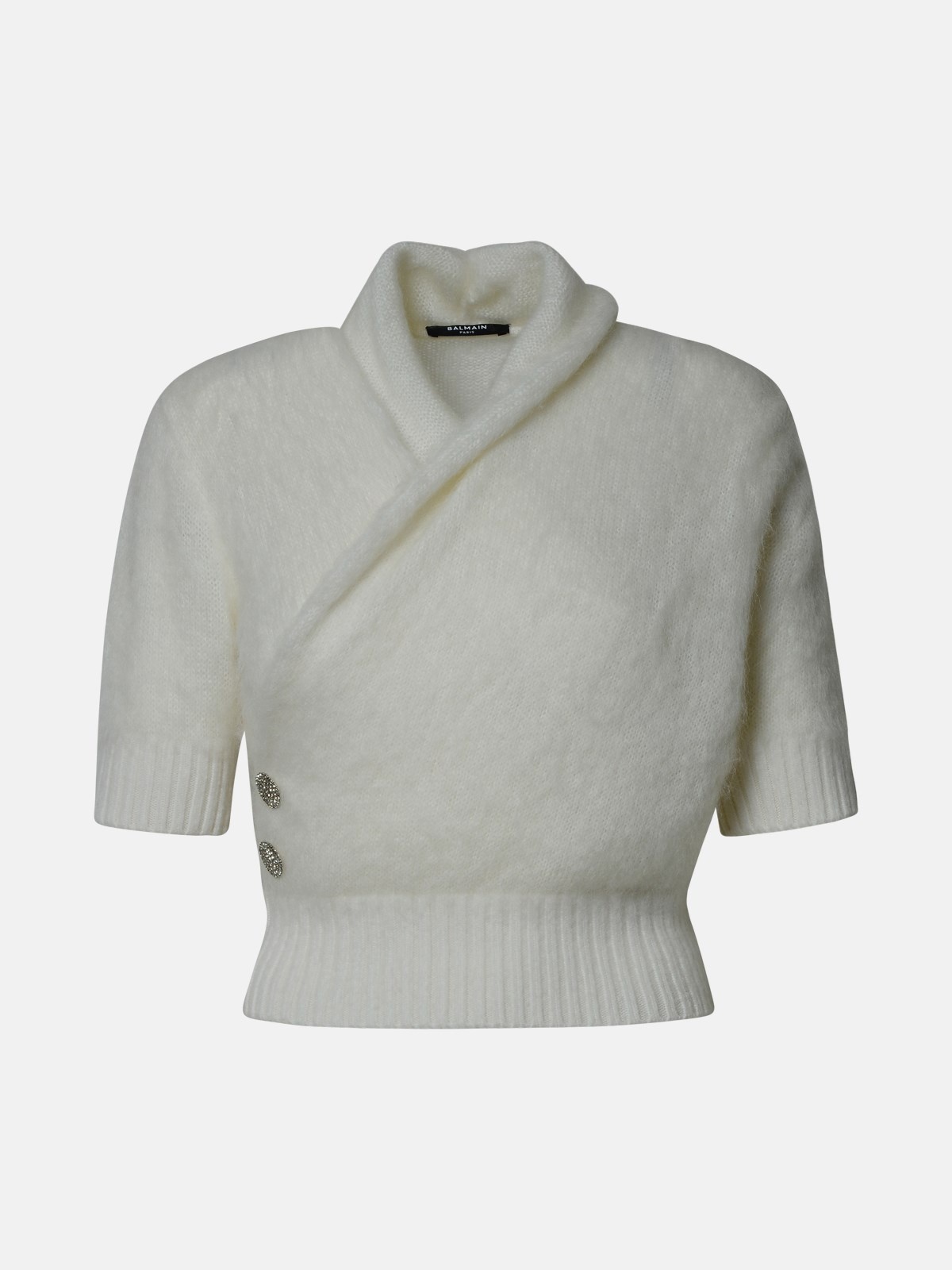 WHITE VIRGIN WOOL BLEND SWEATER - 1