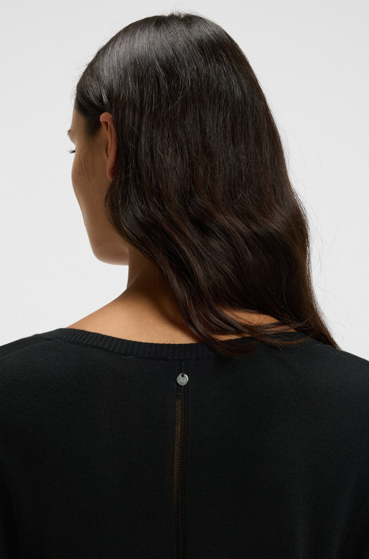 V-NECK SWEATER WITH OPENWORK STITCHING - 5