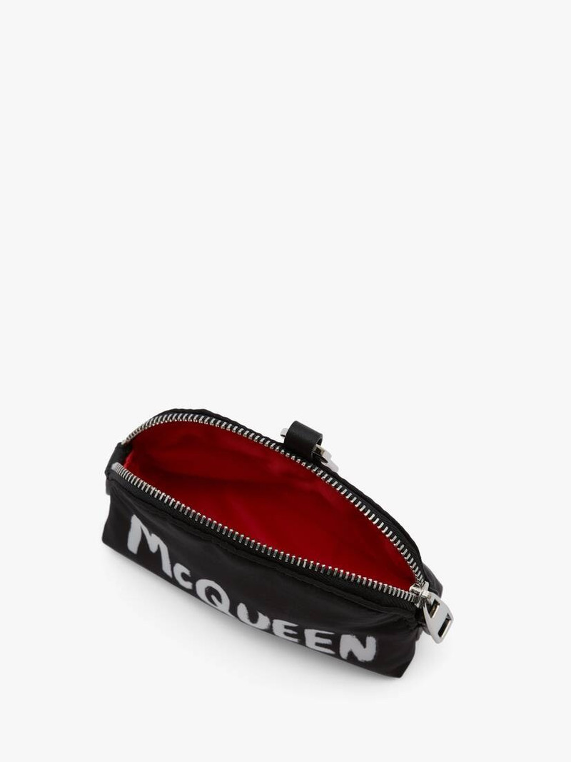 Alexander McQueen Mcqueen Graffiti Small Zip Pouch in Black/white outlook