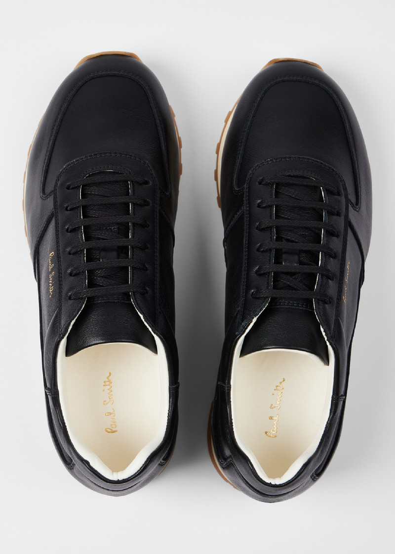Women's Black 'Velo' Leather Retro Trainers 5