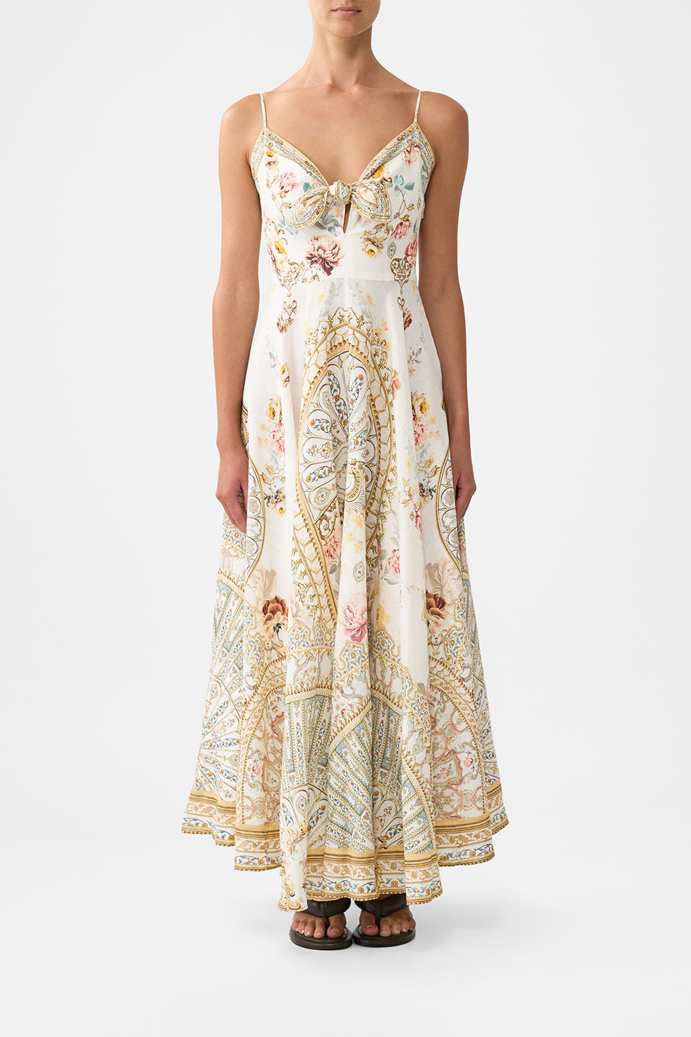 LONG DRESS WITH TIE FRONT - 2
