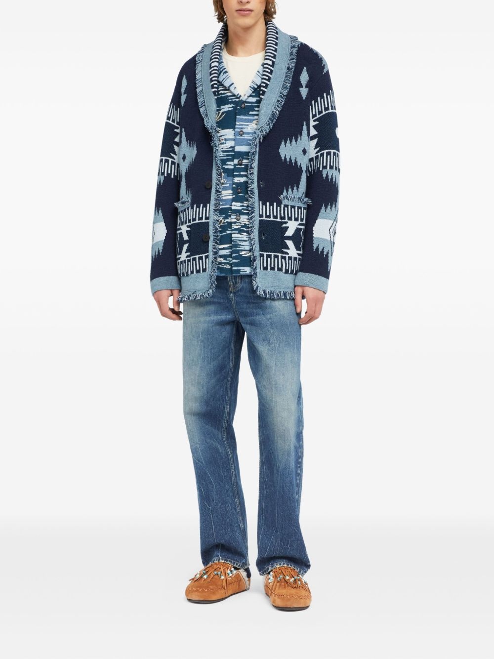 Icon jacquard fringed cardigan - 2