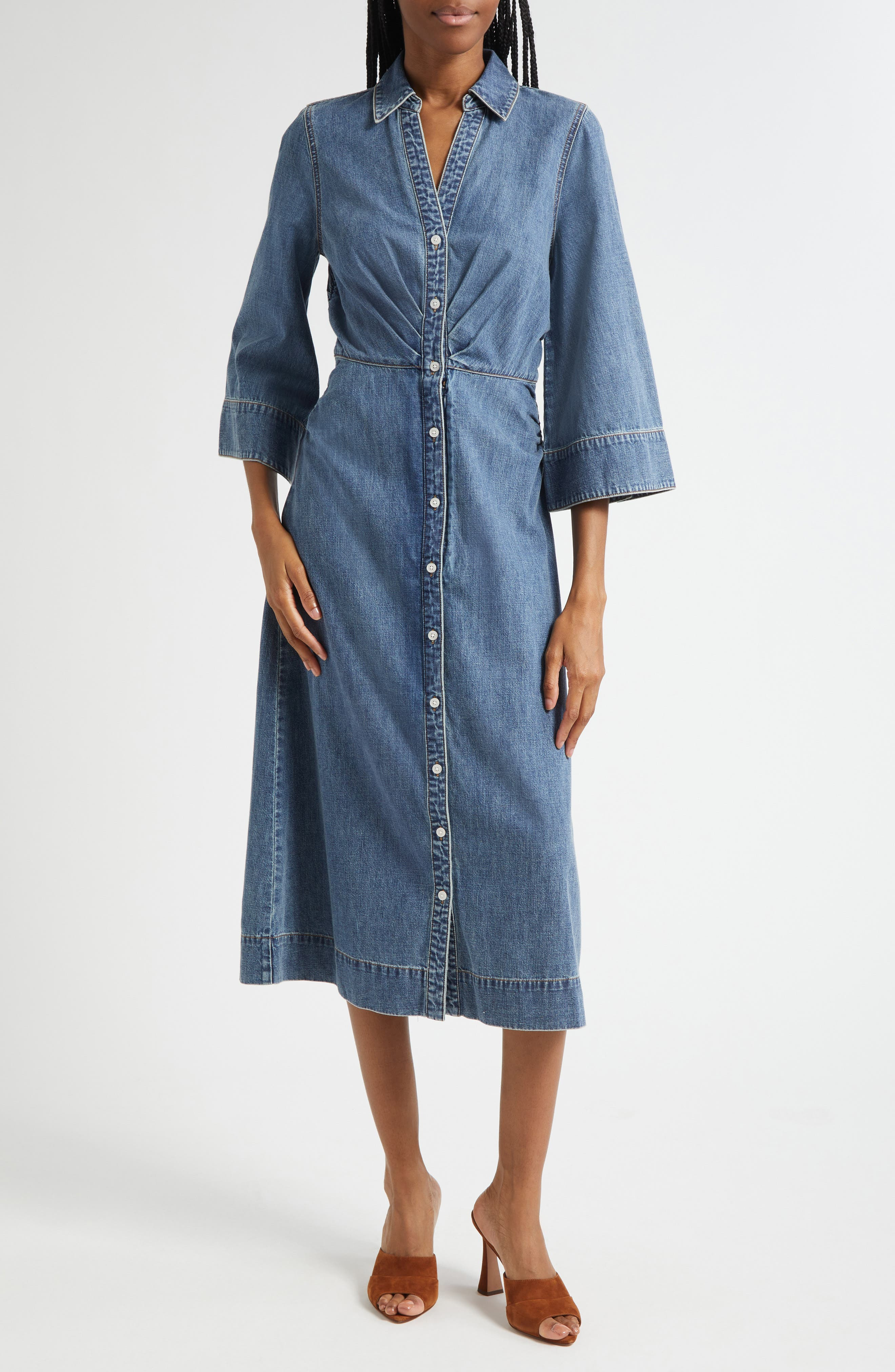 Veronica Beard Haydon Denim Shirtdress in Rebel Blue at Nordstrom - 1