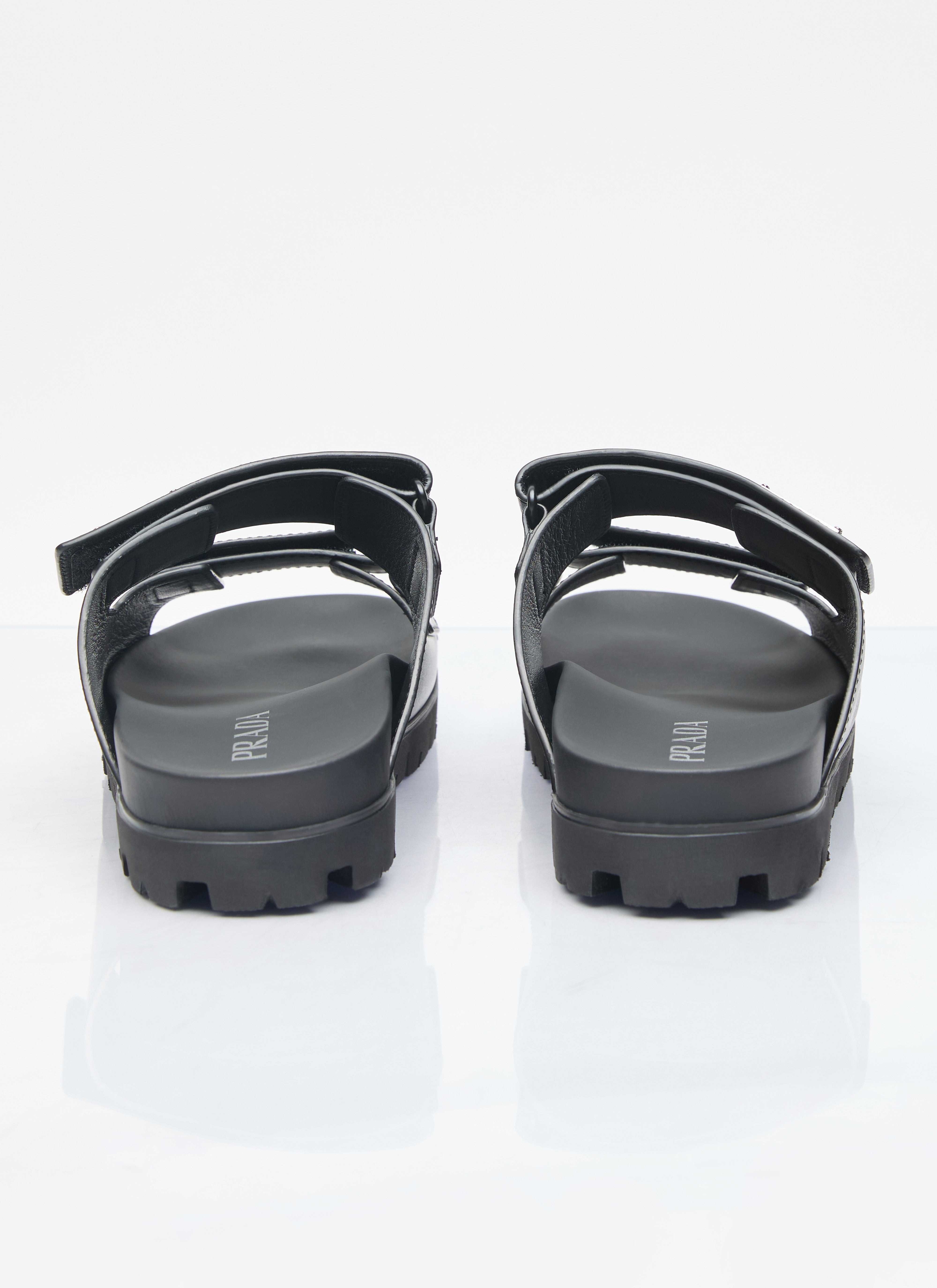 Prada Men Logo Plaque Leather Slides - 5