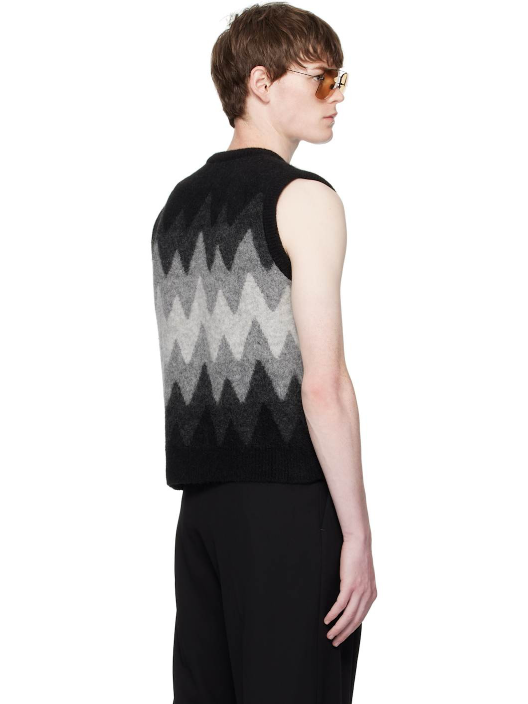 Black & Gray Degrade Jacquard Vest - 3