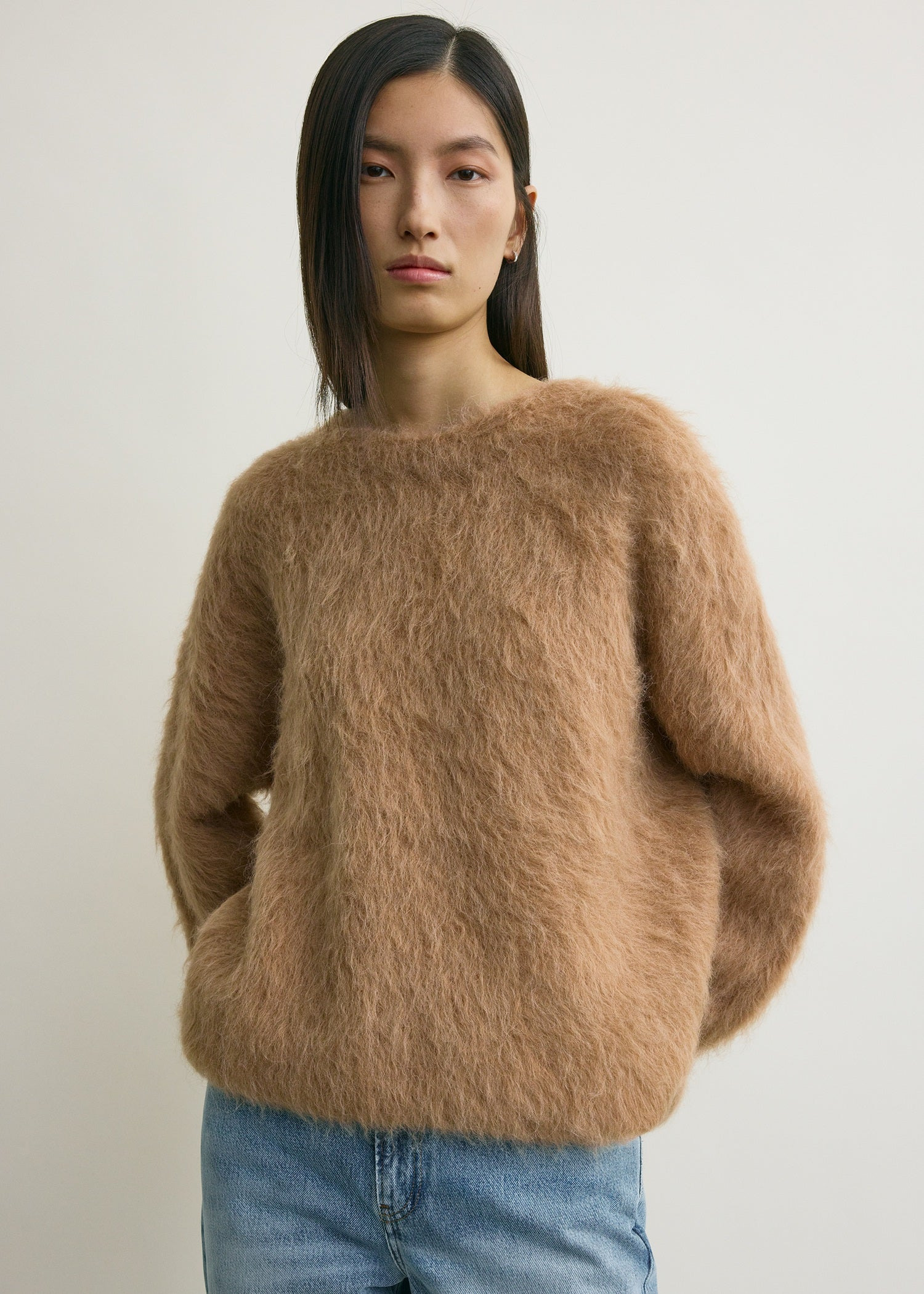 Boxy alpaca knit camel melange - 5