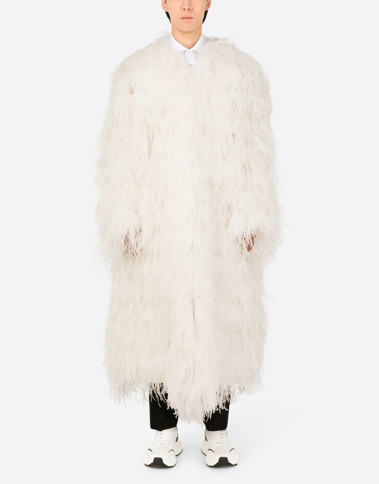 Silk satin coat with ostrich feather detailing - 2
