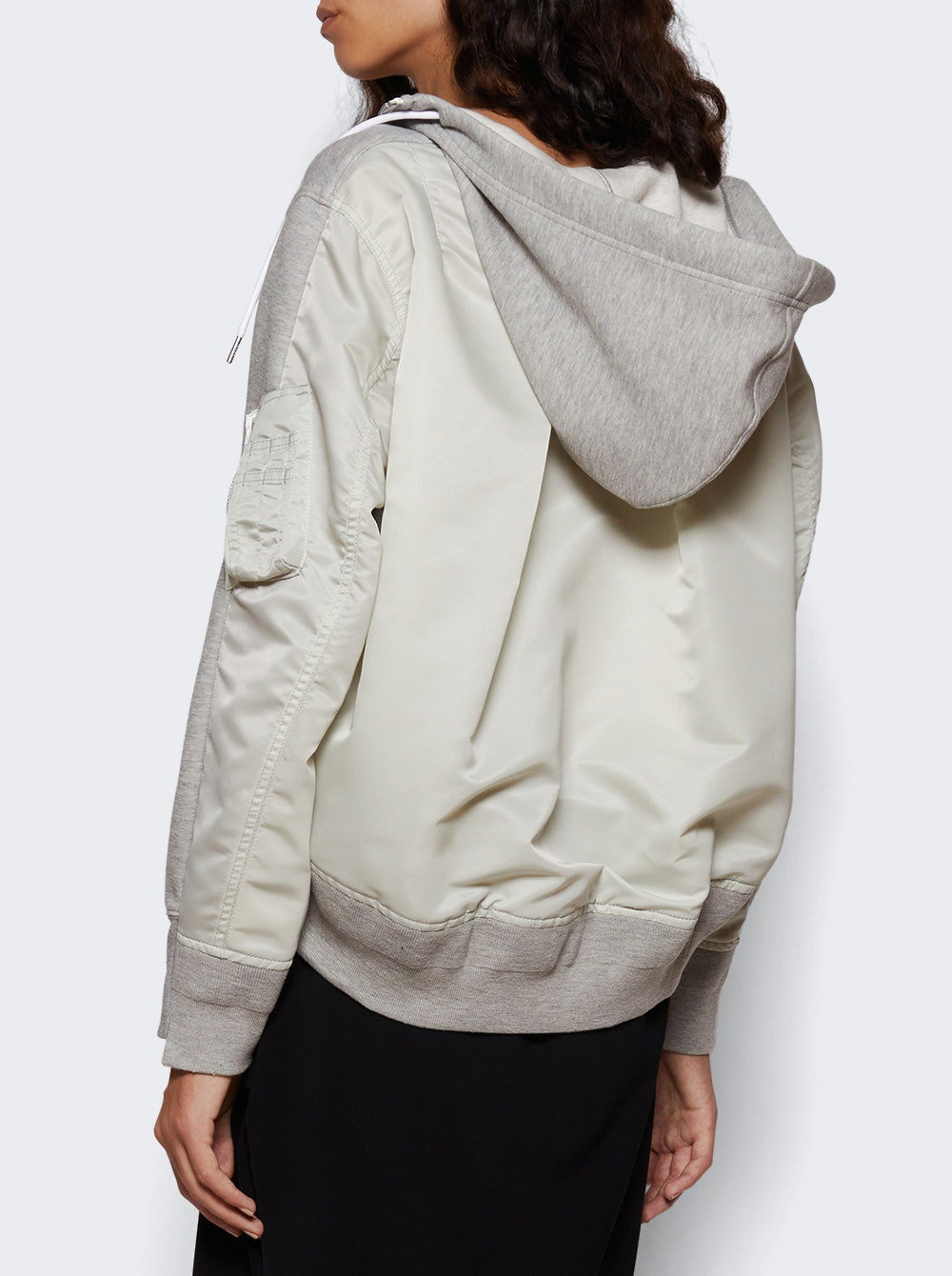 Sponge X Nylon Twill Hoodie Light Grey - 4