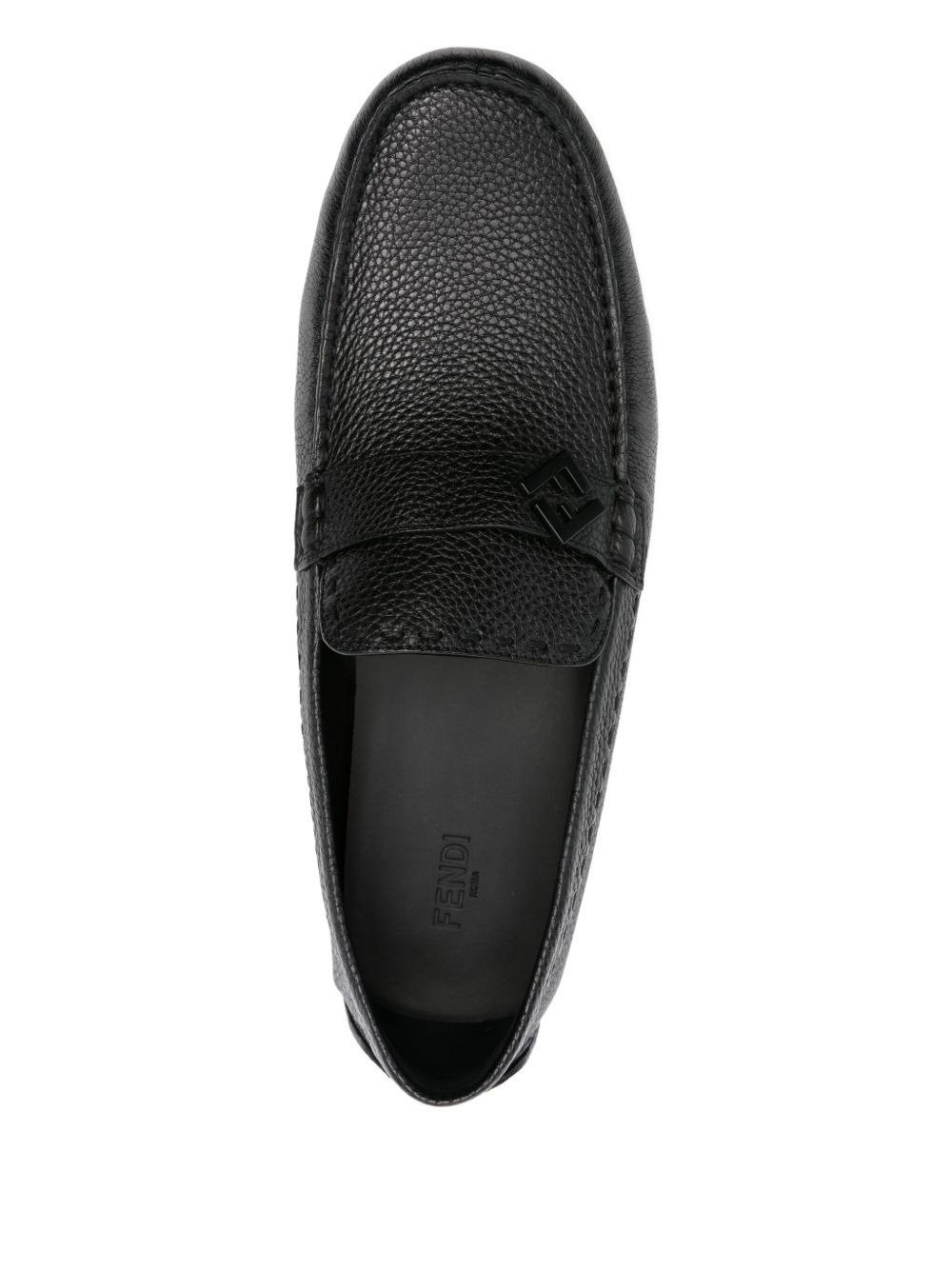 leather logo-plaque loafers - 4