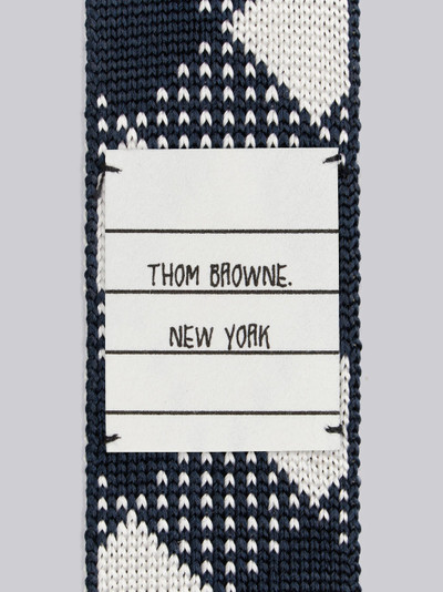 Thom Browne Navy Knitted Silk Jacquard Gingham Check 4-Bar Tie outlook