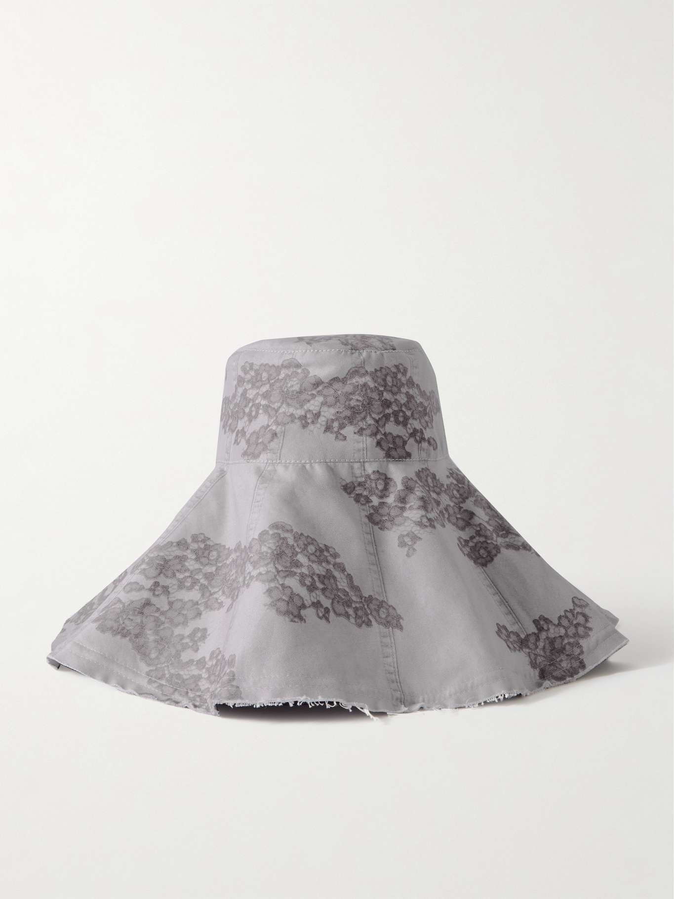Reversible frayed printed cotton-twill hat - 1