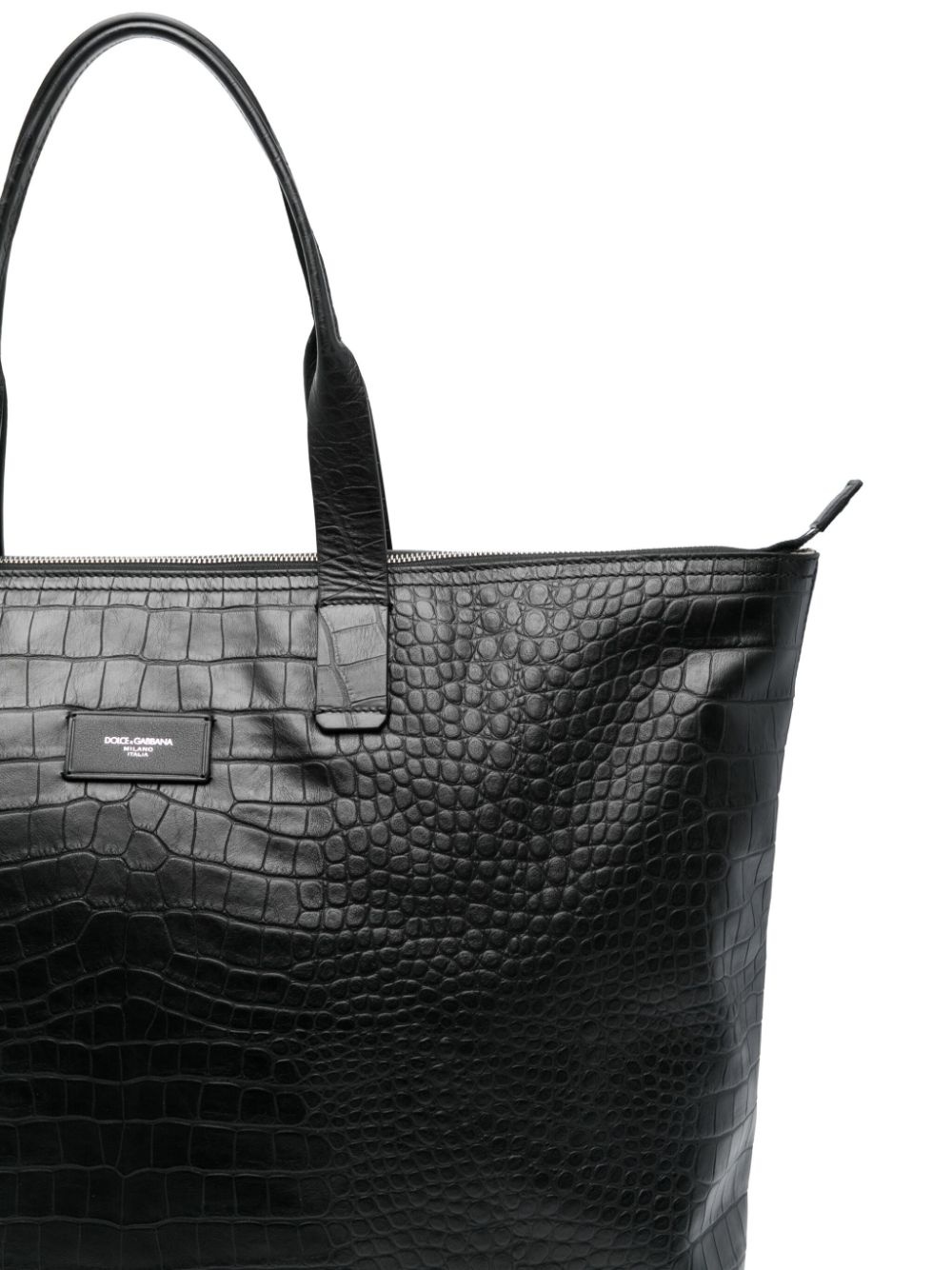 crocodile-embossed leather tote bag - 4