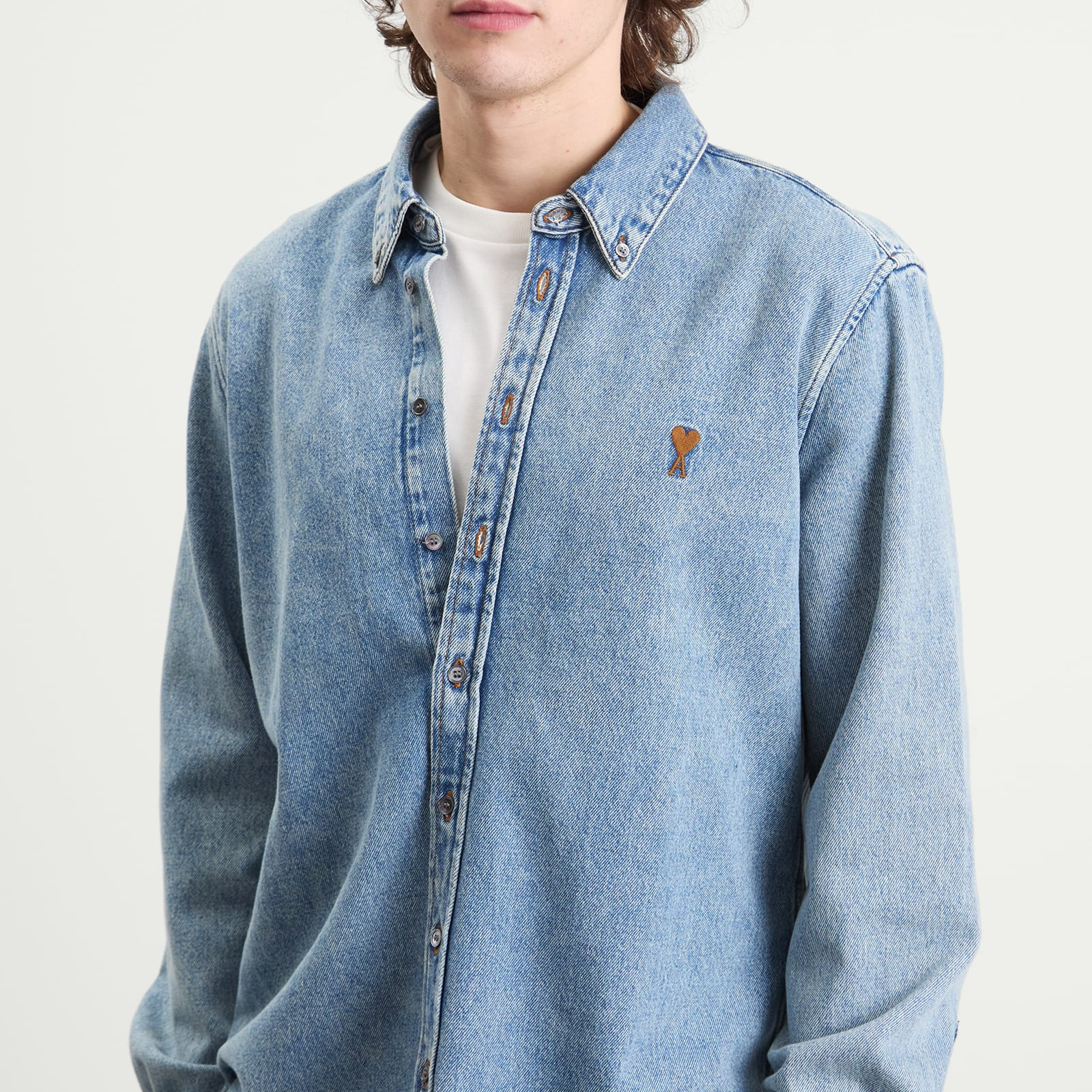 AMI Paris Used Indigo Light Denim Shirt - 5