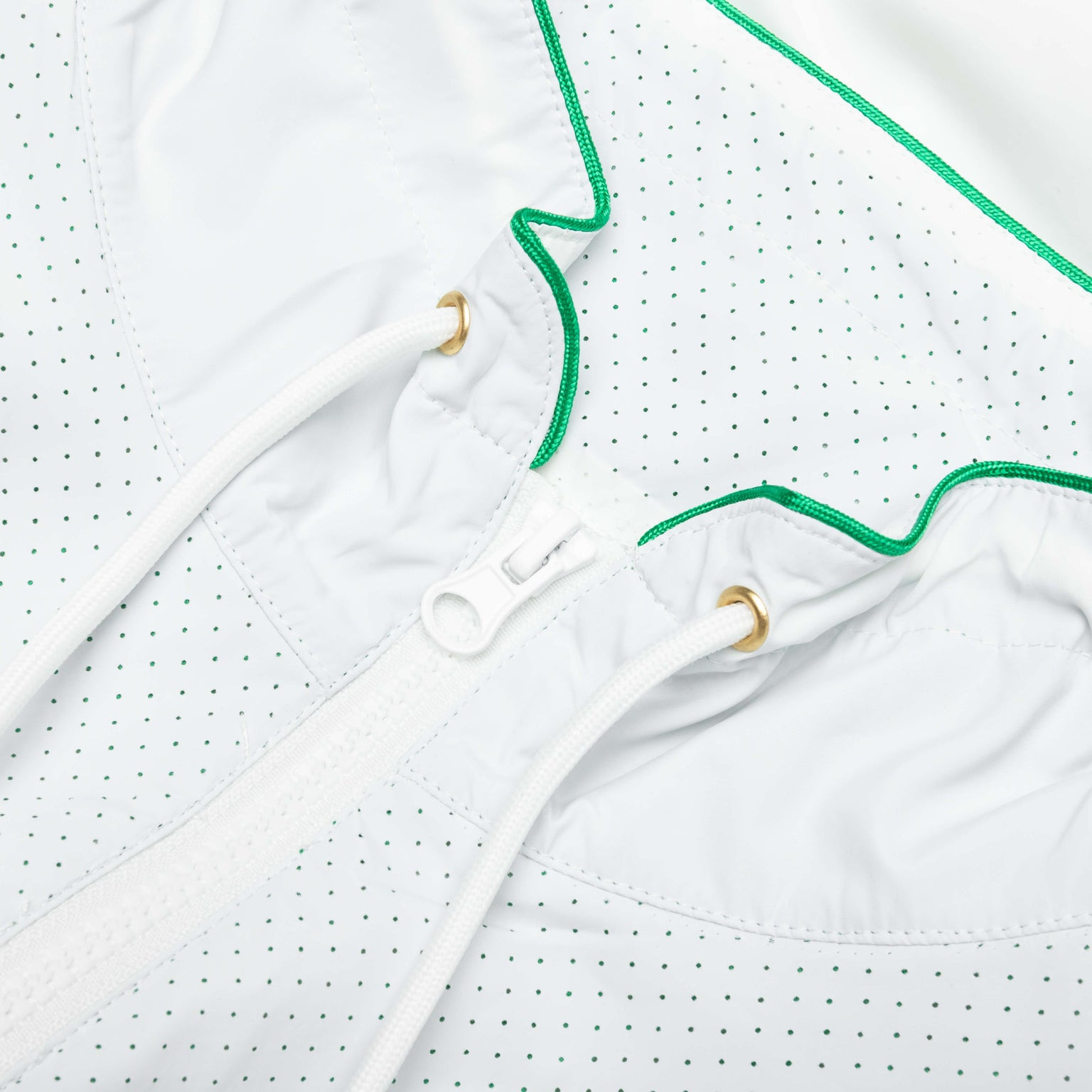 CASABLANCA PERFORATED LAYERED TRACK JACKET - WHITE/GREEN - 3