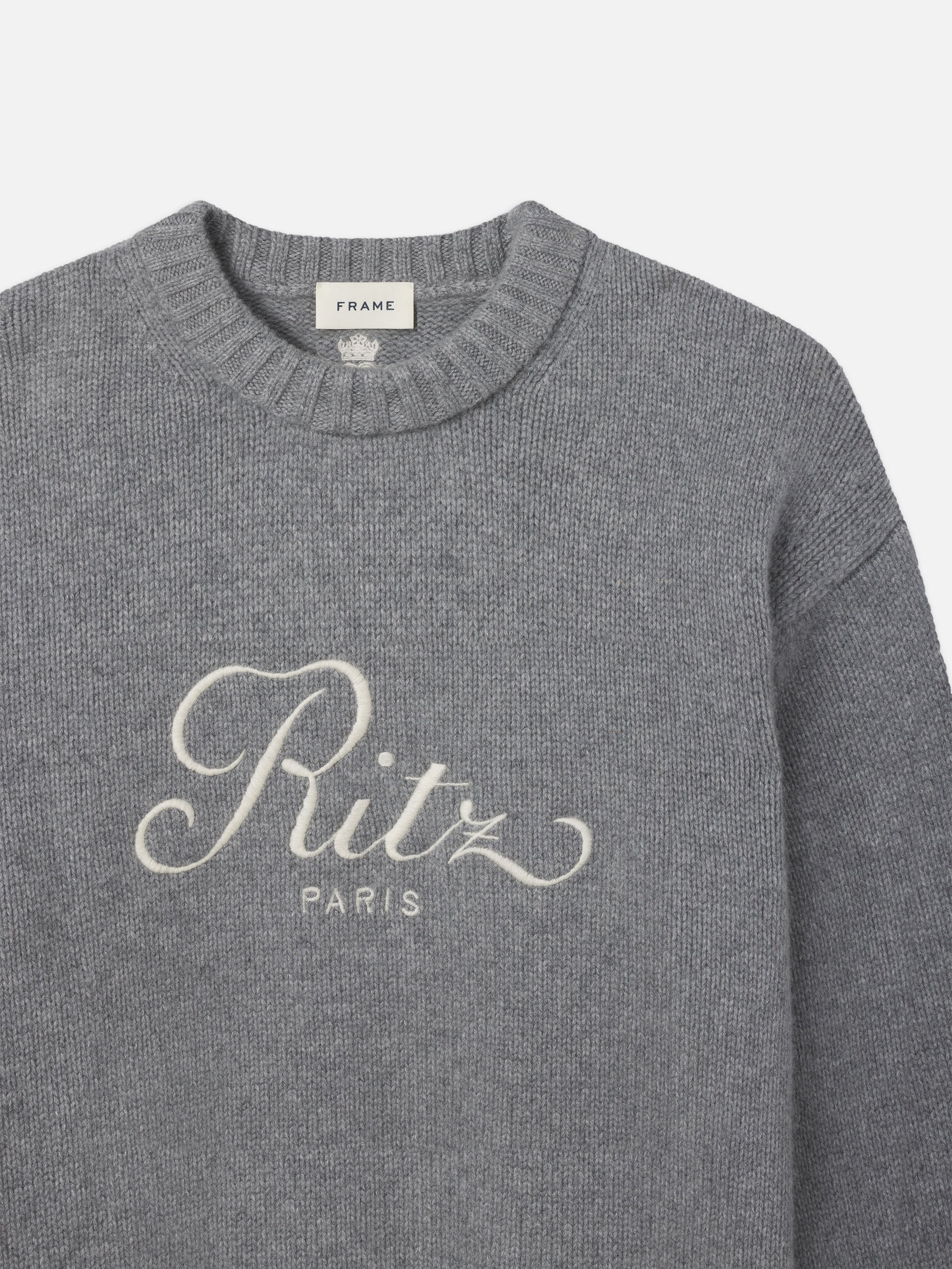 Ritz Unisex Cashmere Sweater in Grey Melange - 3