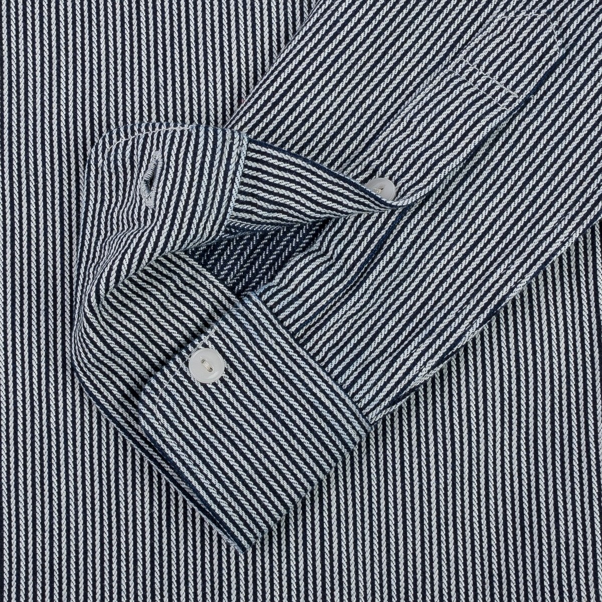 IHSH-366-IND 8oz Herringbone Hickory Stripe Work Shirt - Indigo - 13