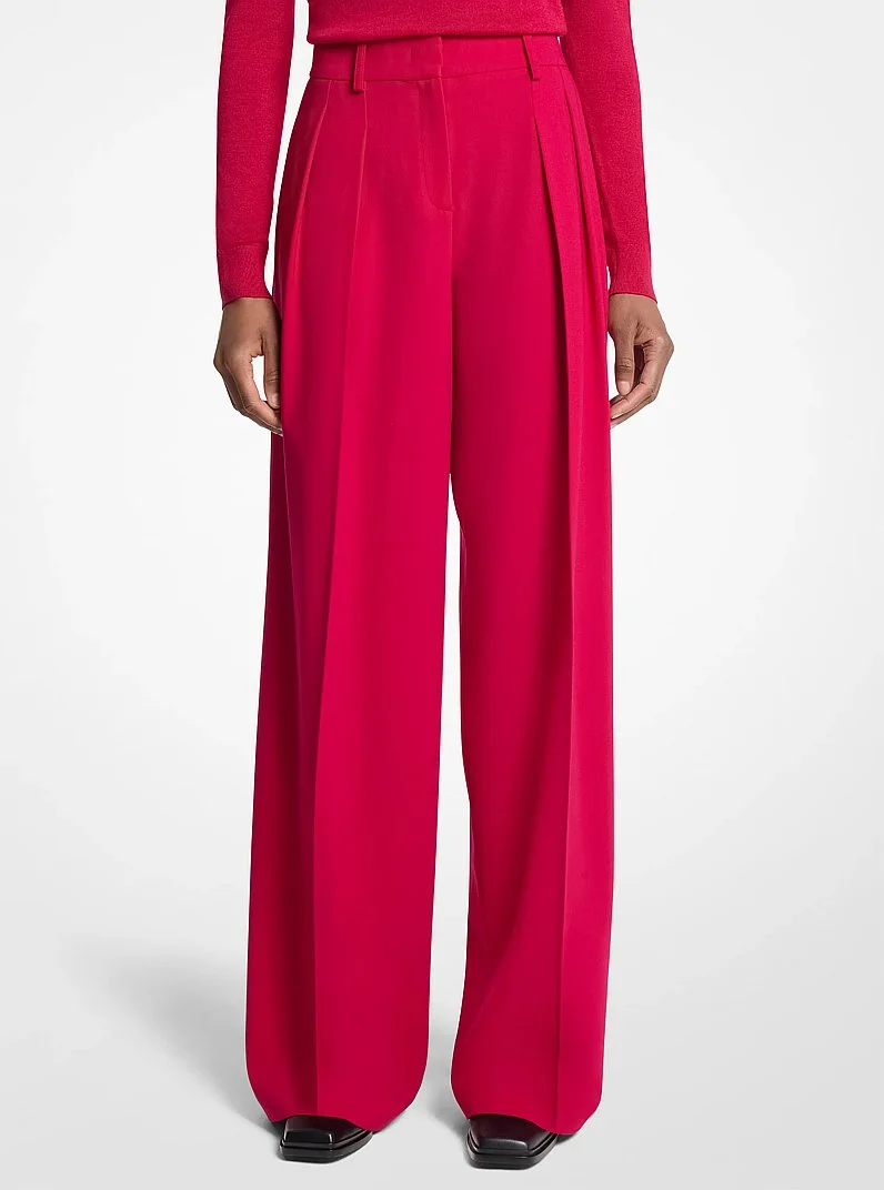 Stretch Wool Pleated Slouch Trousers - 1