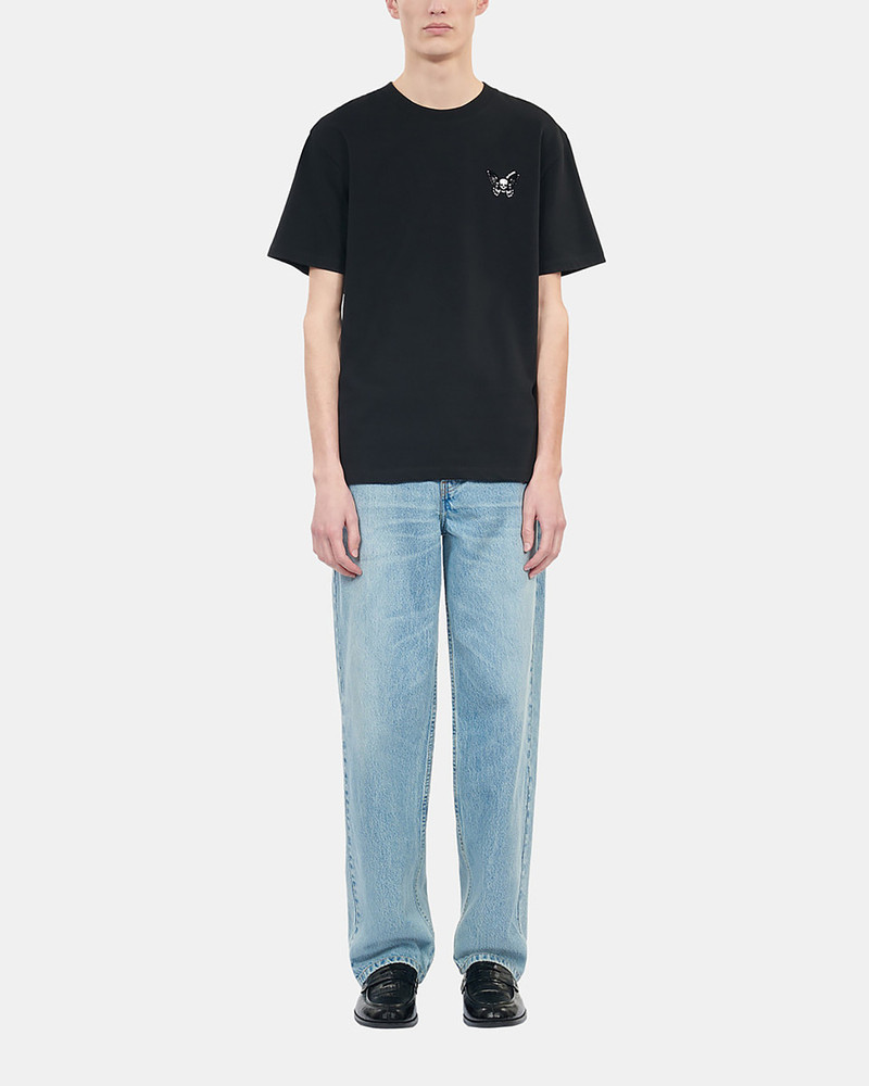 BLACK T-SHIRT WITH BUTTERFLY FLOCKING 3