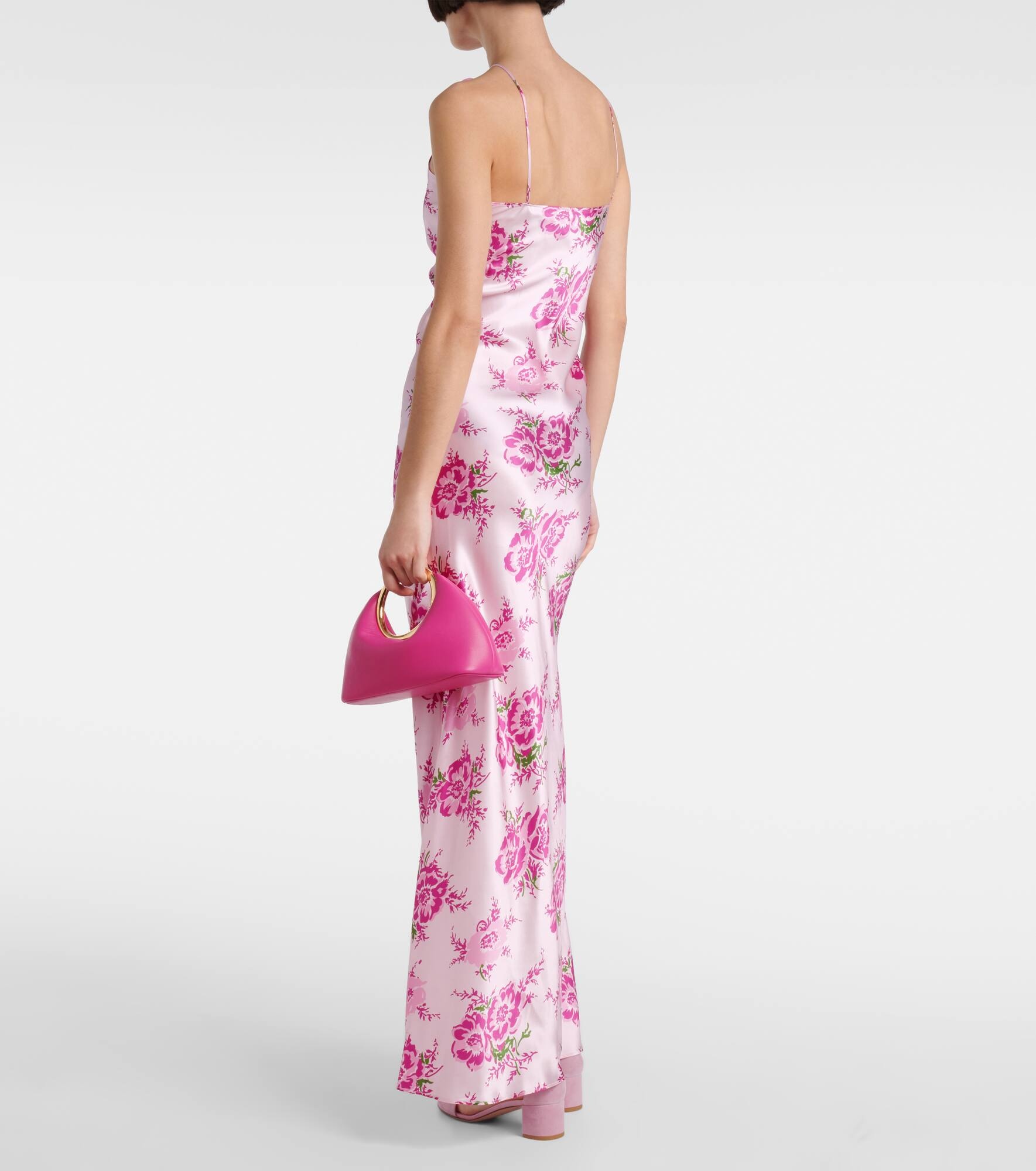 Floral-appliqué silk maxi dress - 3