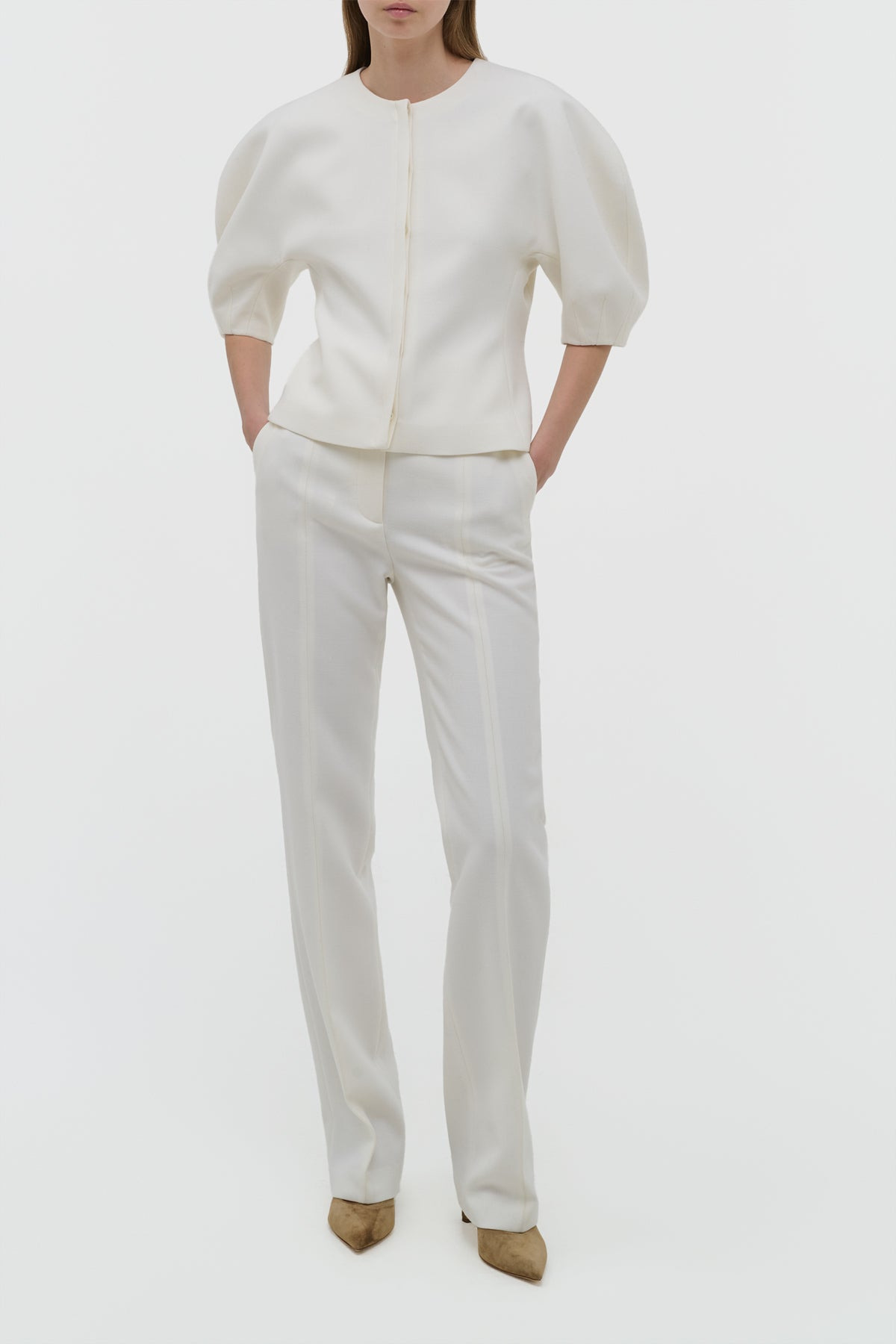 Waverly Top in Ivory Recycled Wool - 2
