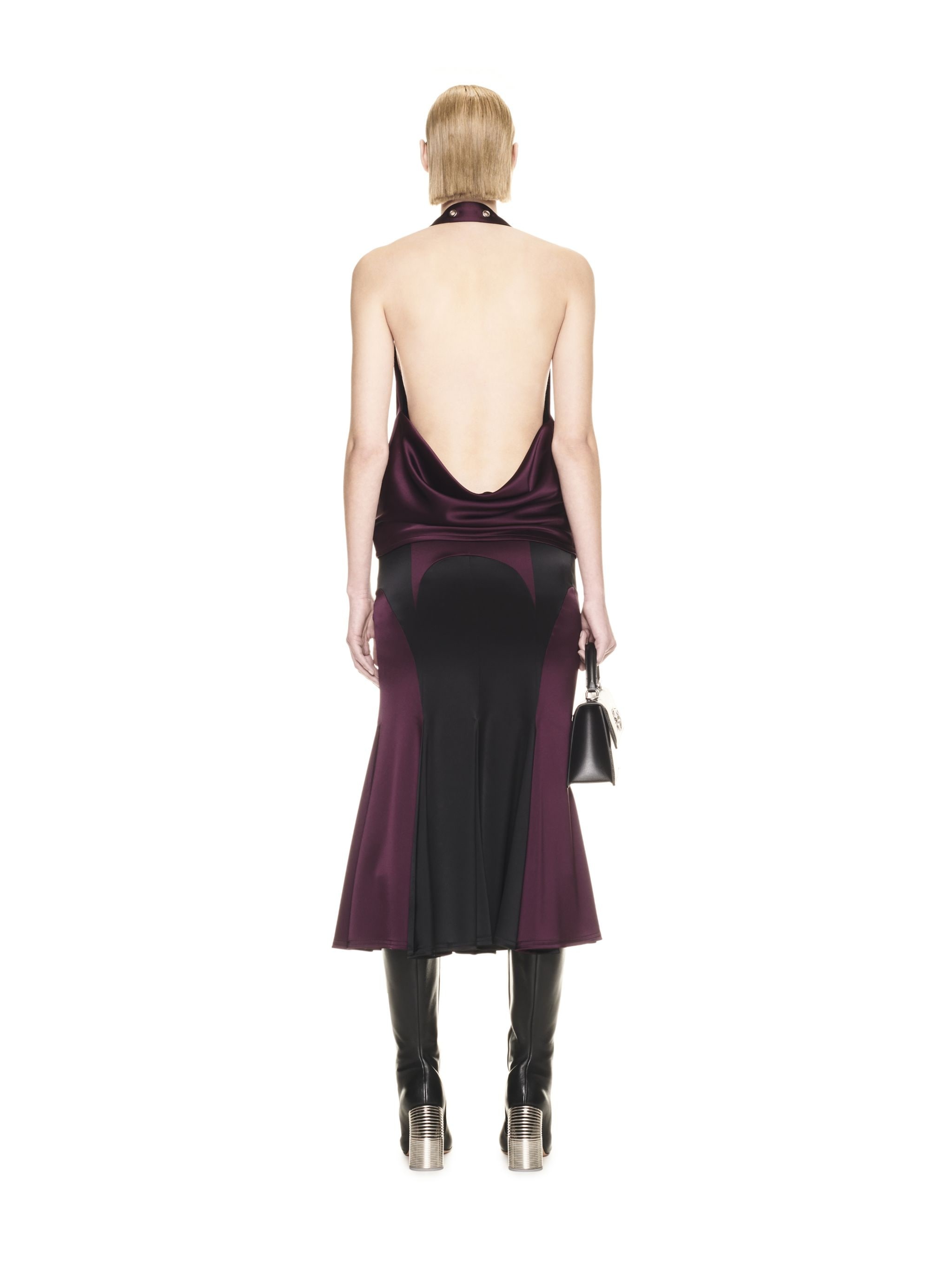 Satin Open Back Belt Top Burgundy No Co - 4