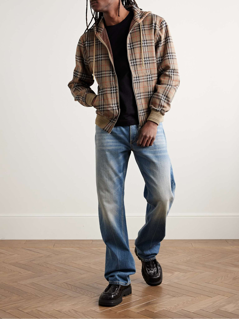 Burberry Checked Cotton-Blend Zip-Up Hoodie outlook