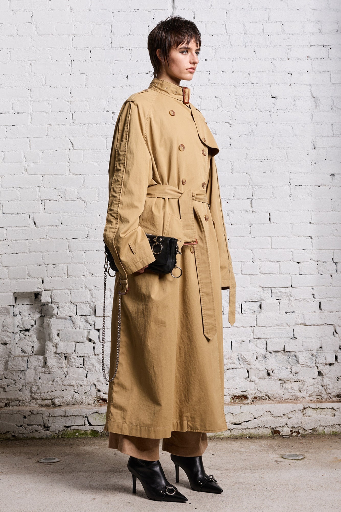 OVERSIZED DECONSTRUCTED TRENCH COAT - KHAKI - 5