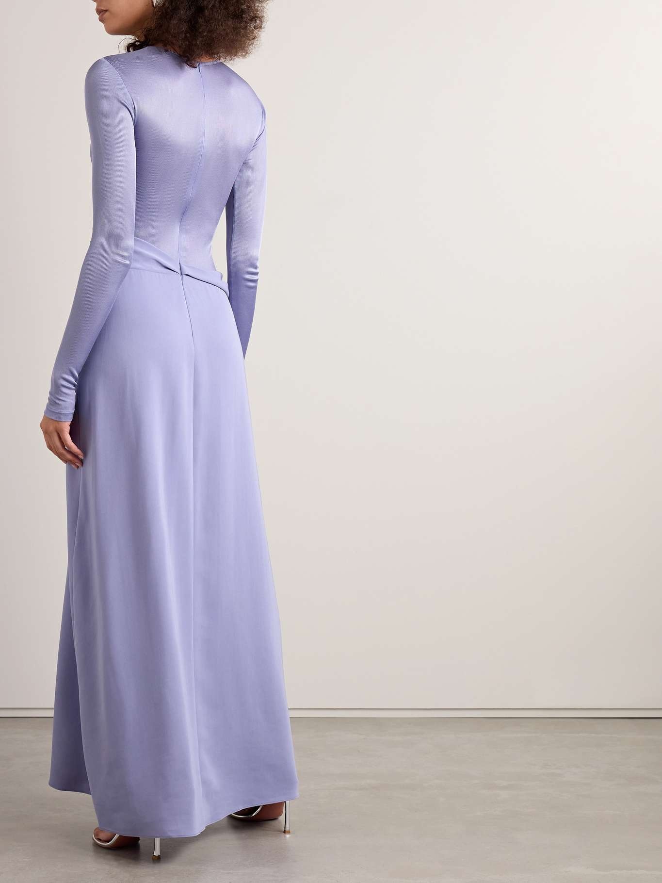 Layered satin-jersey and crepe maxi dress - 3