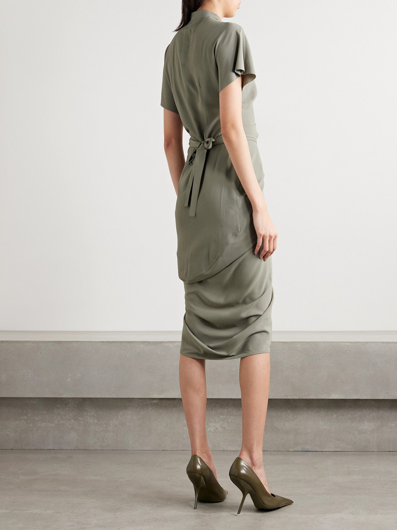 Draped Crepe Midi Wrap Dress 3