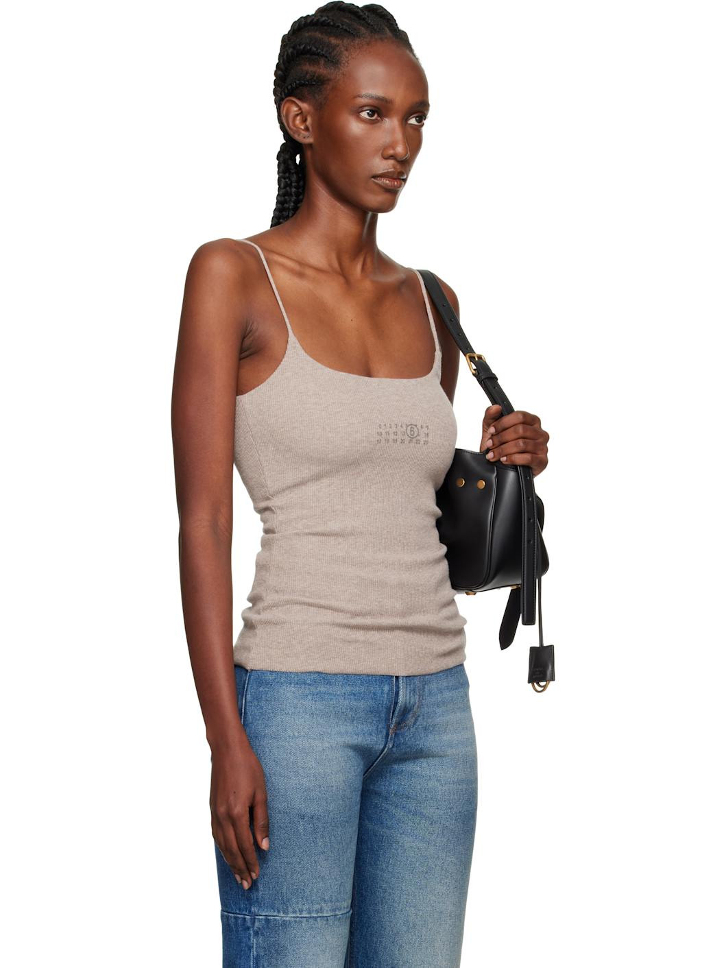 Taupe Lycra Jersey Tank Top - 2