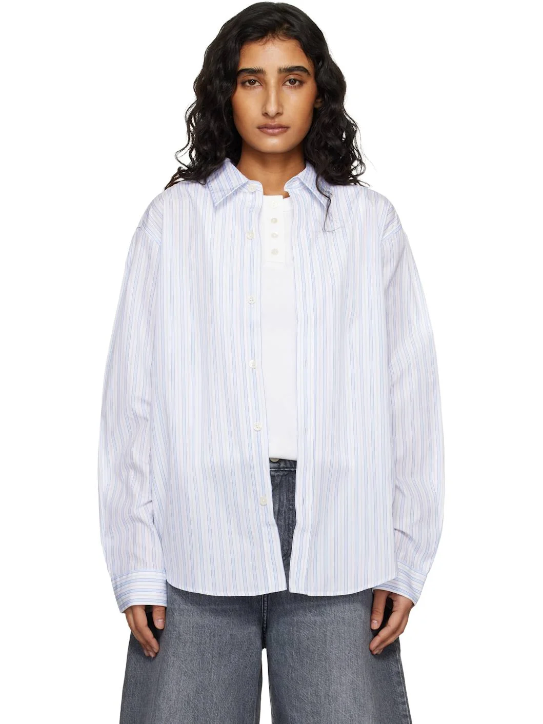 White & Blue Evening Shirt - 1